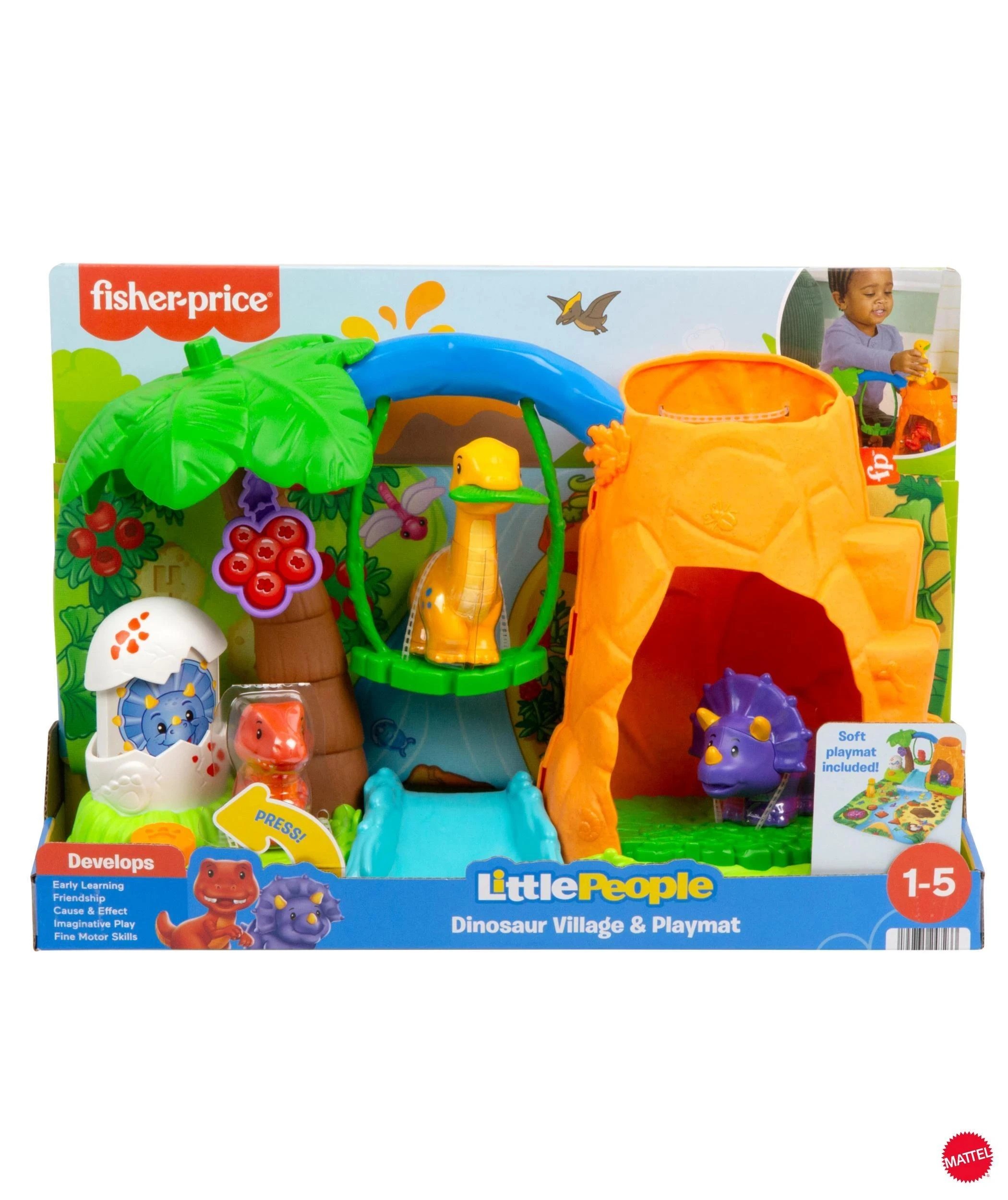 1 Mattel Fisher-Price Little People Dinosaur Village & Play Mat Toddler Playset - Multi, 1 of 6