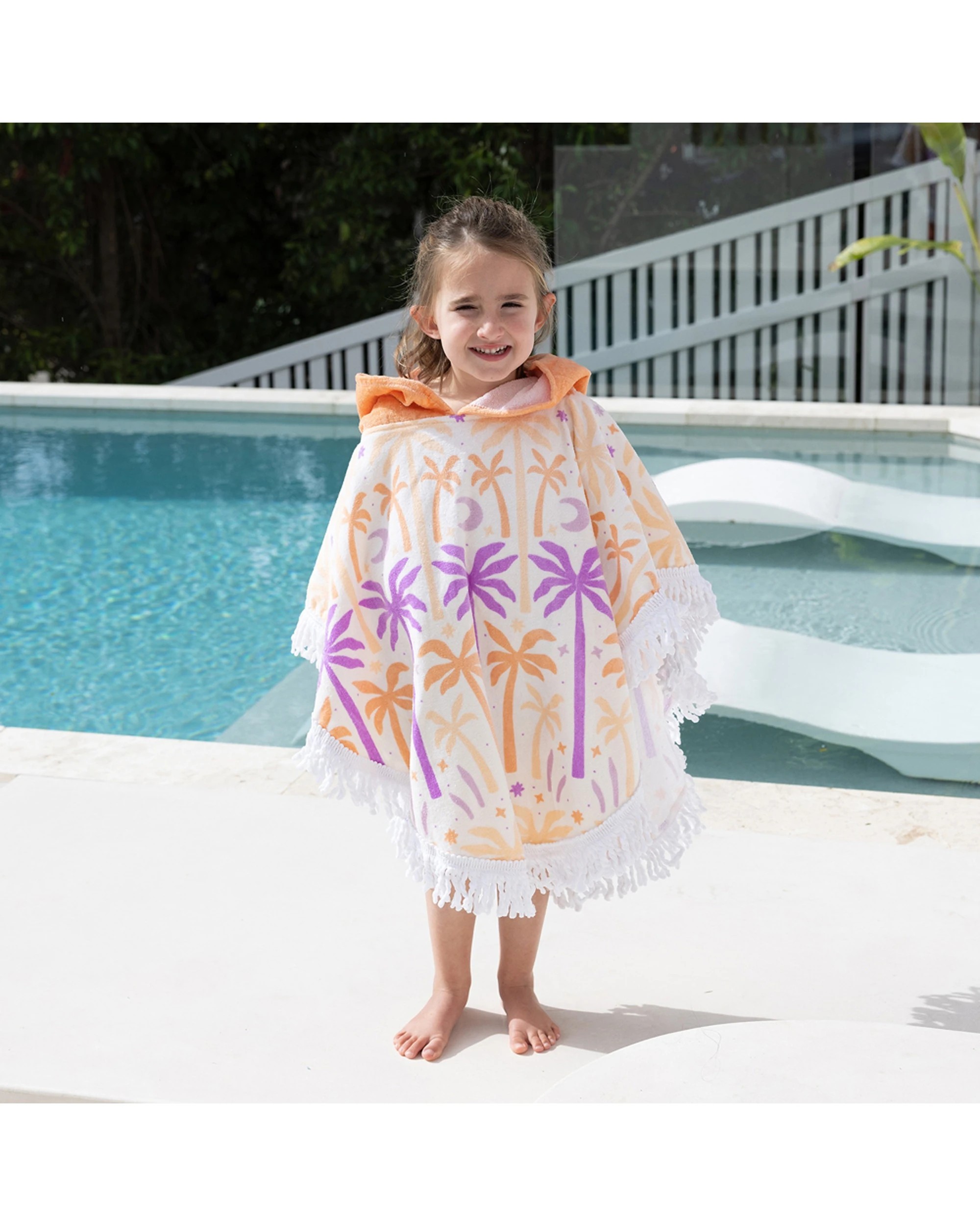 3 BAMBURY Kids Shaped Poncho Hooded Towel UPF 50 Sun Protection Soft Absorbent Cotton - Multi, 3 of 6