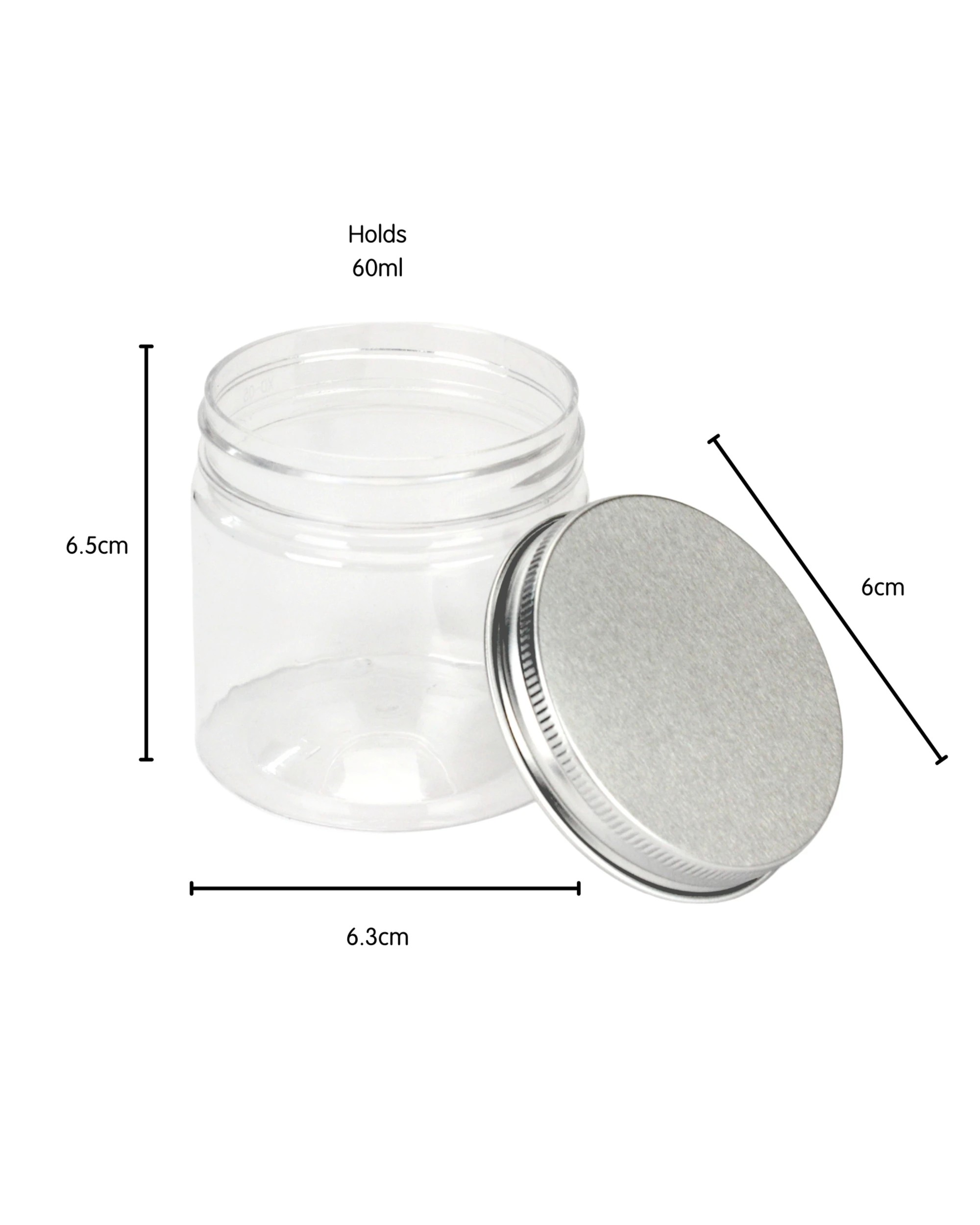 4 Party Maker Plastic Screw Top Jars With Silver Lids 140ml Pack of 6 - Clear, 4 of 4