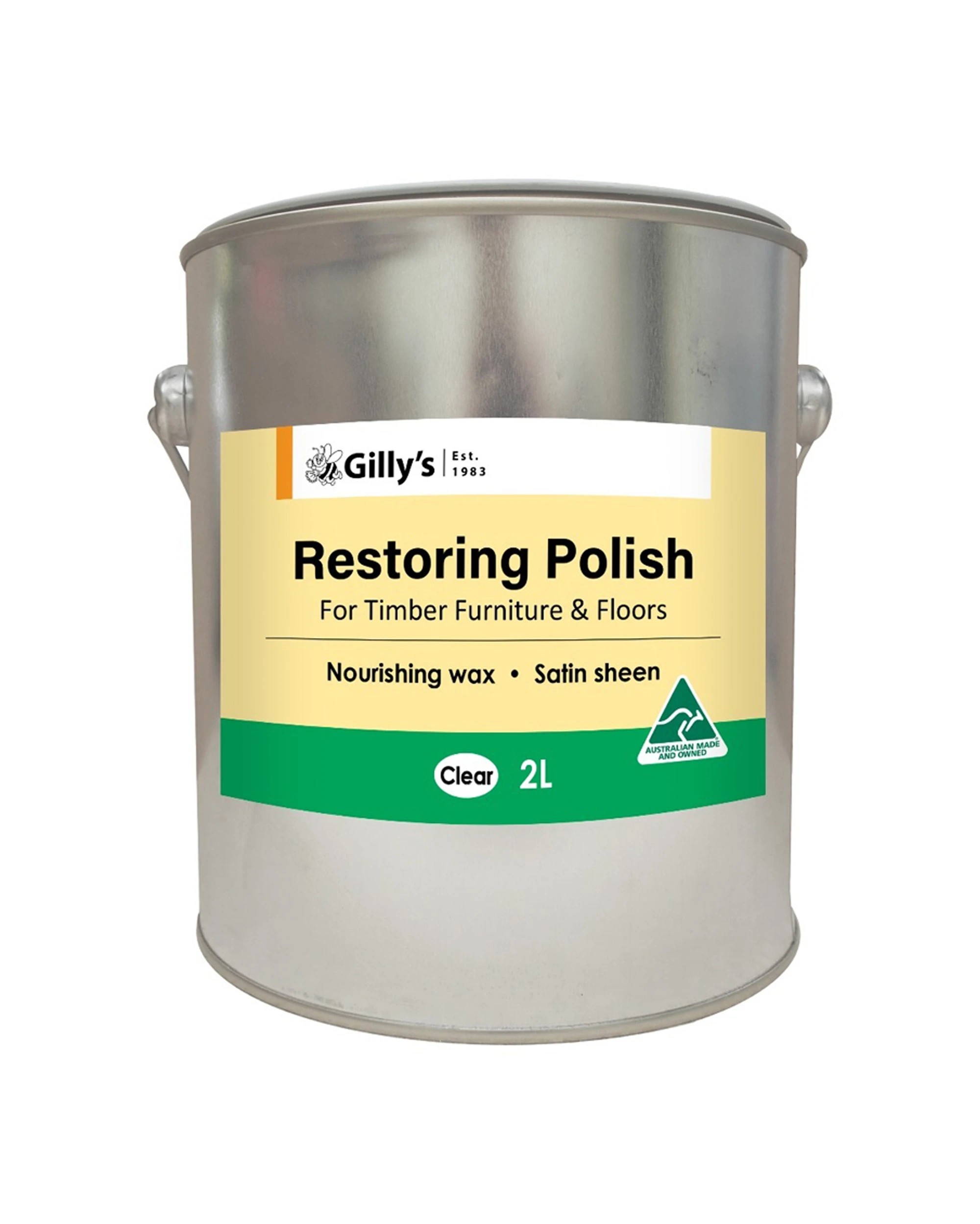 1 Gillys Restoring Polish Wax For Timber Furniture Floors 2L Satin - Clear, 1 of 1
