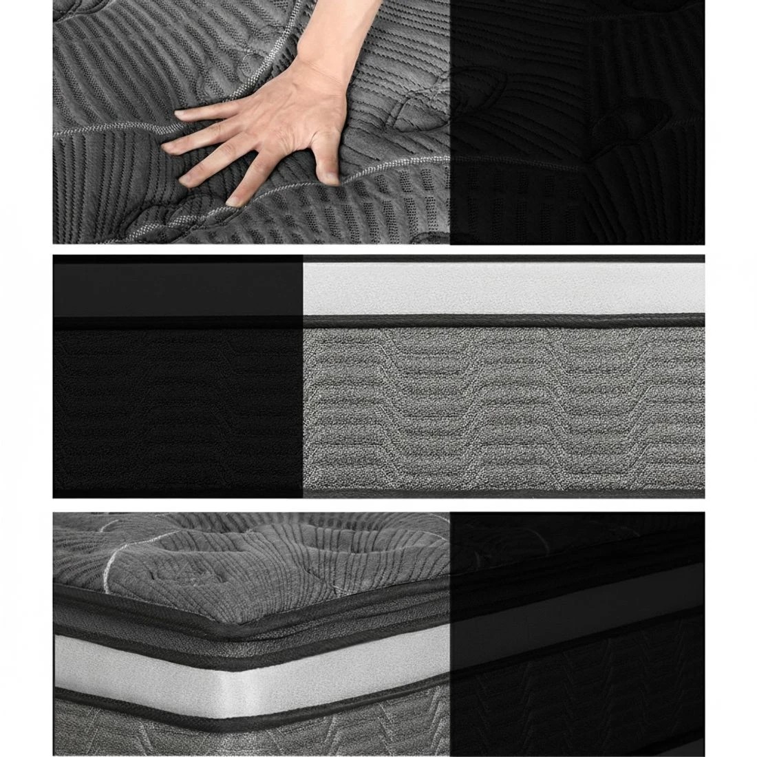 6 Giselle Bedding 34cm Mattress Double Layer Pocket Spring Queen - Queen Bed - Charcoal, 6 of 7