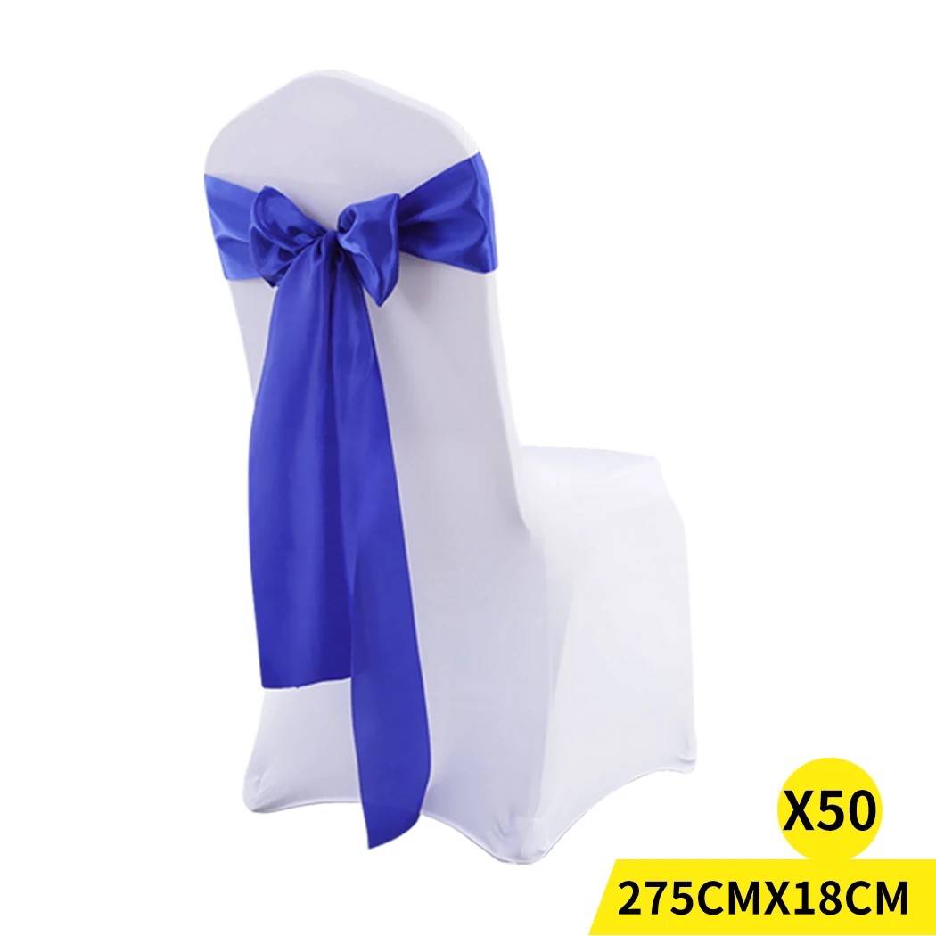 1 Traderight 50 Pcs Satin Chair Sashes - Blue, 1 of 7