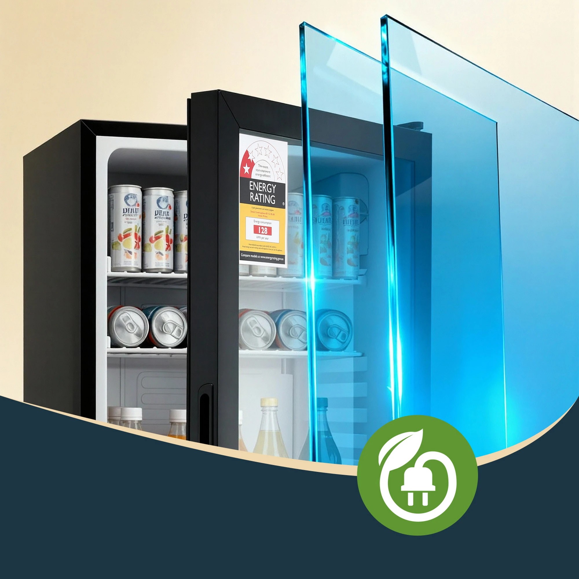5 Devanti 78L Bar Fridge Glass Door Mini Fridge Countertop Cooler - Black, 5 of 8
