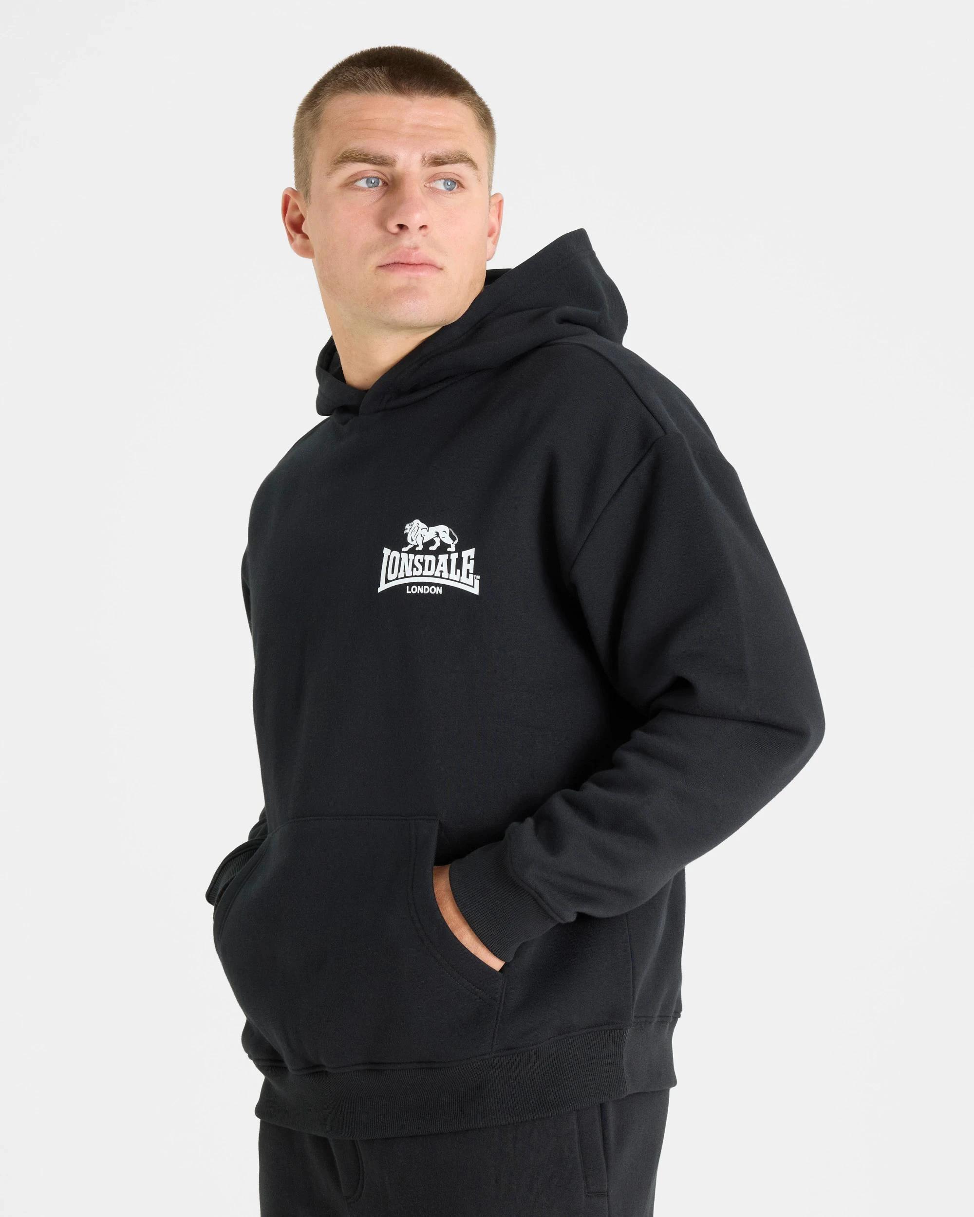 3 Lonsdale London Relaxed Sport Hoodie BLACK, 3 of 3