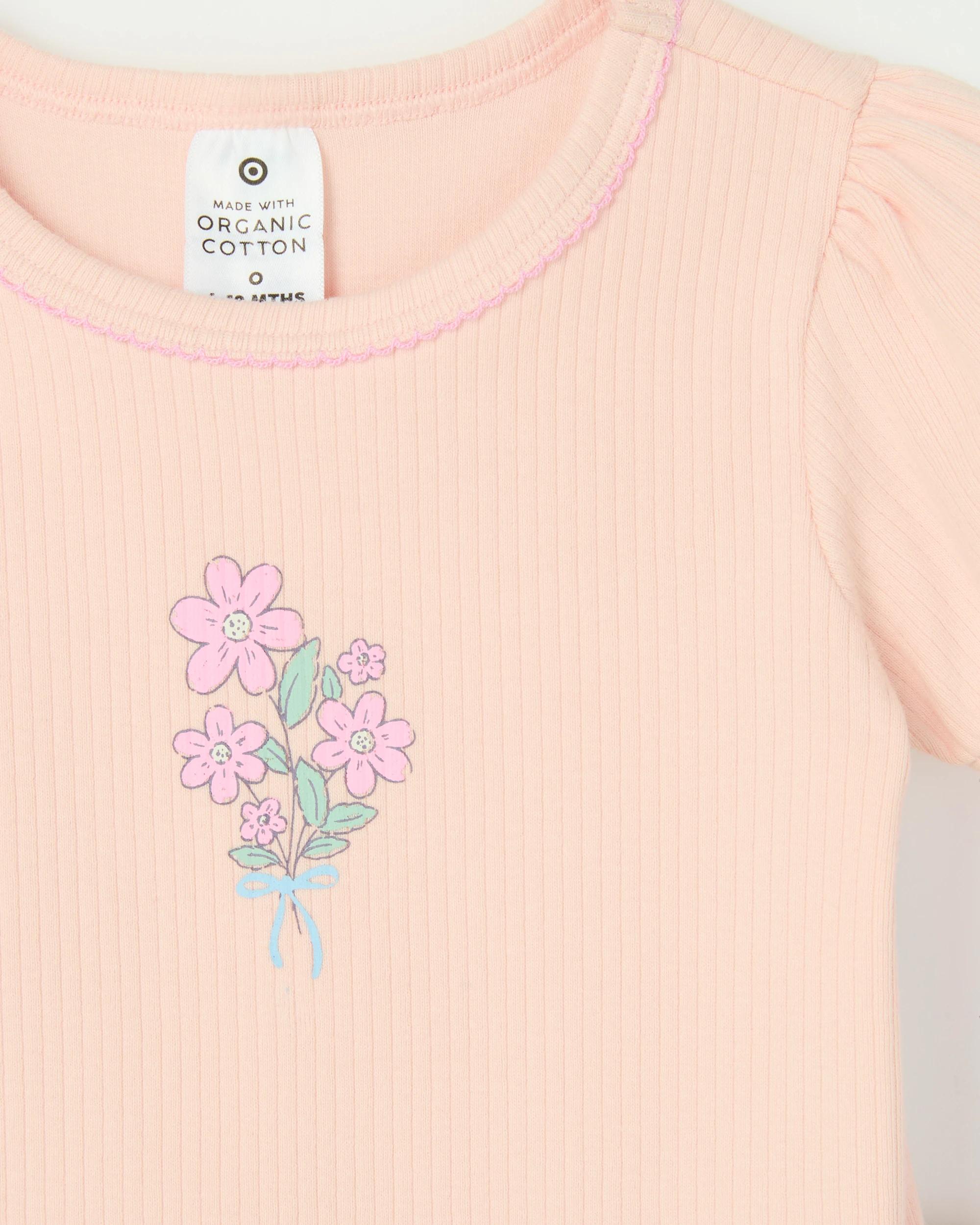 5 Target Baby Baby Organic Cotton Short Sleeve Bodysuit & Leggings 2 Piece Set FLORAL PINK, 5 of 6