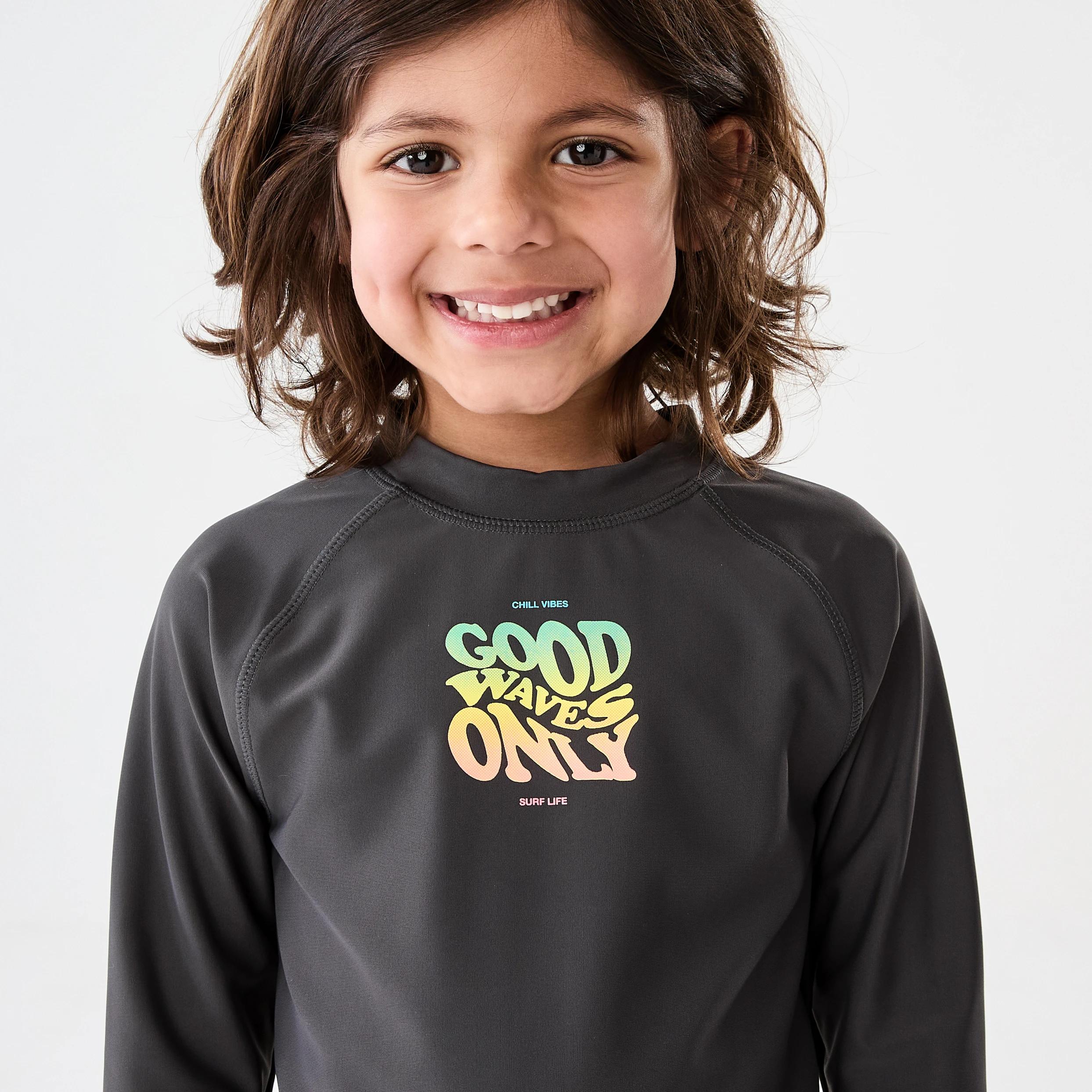 4 Printed Long Sleeve Rash Vest Gry Waves, 4 of 7