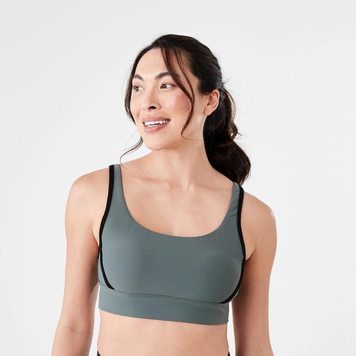 1 Sports Seamfree Crop Top SMOKEY GREEN, BLACK, 1 of 6