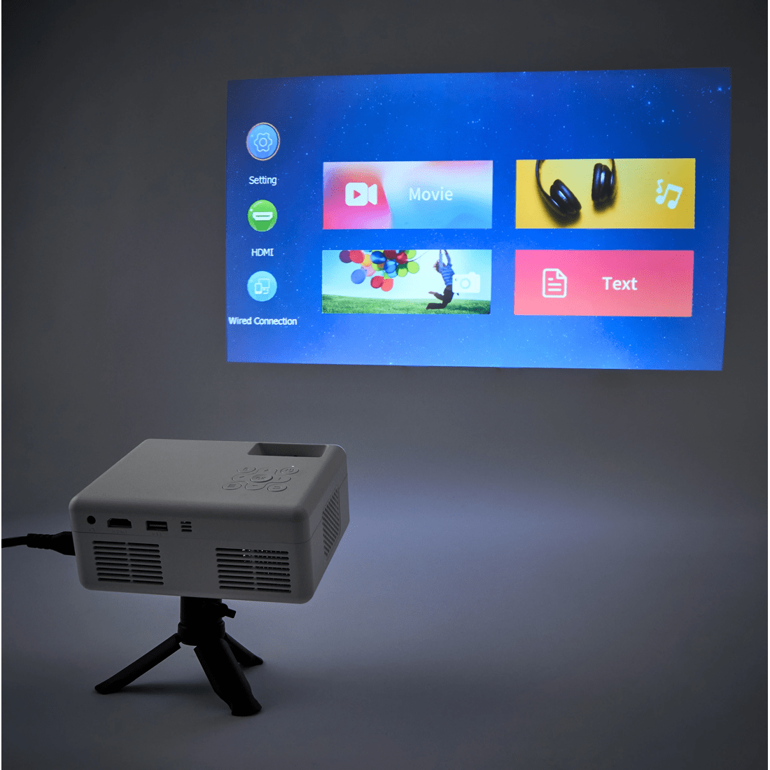 1 720P Mini Projector with Tripod - White, 1 of 10