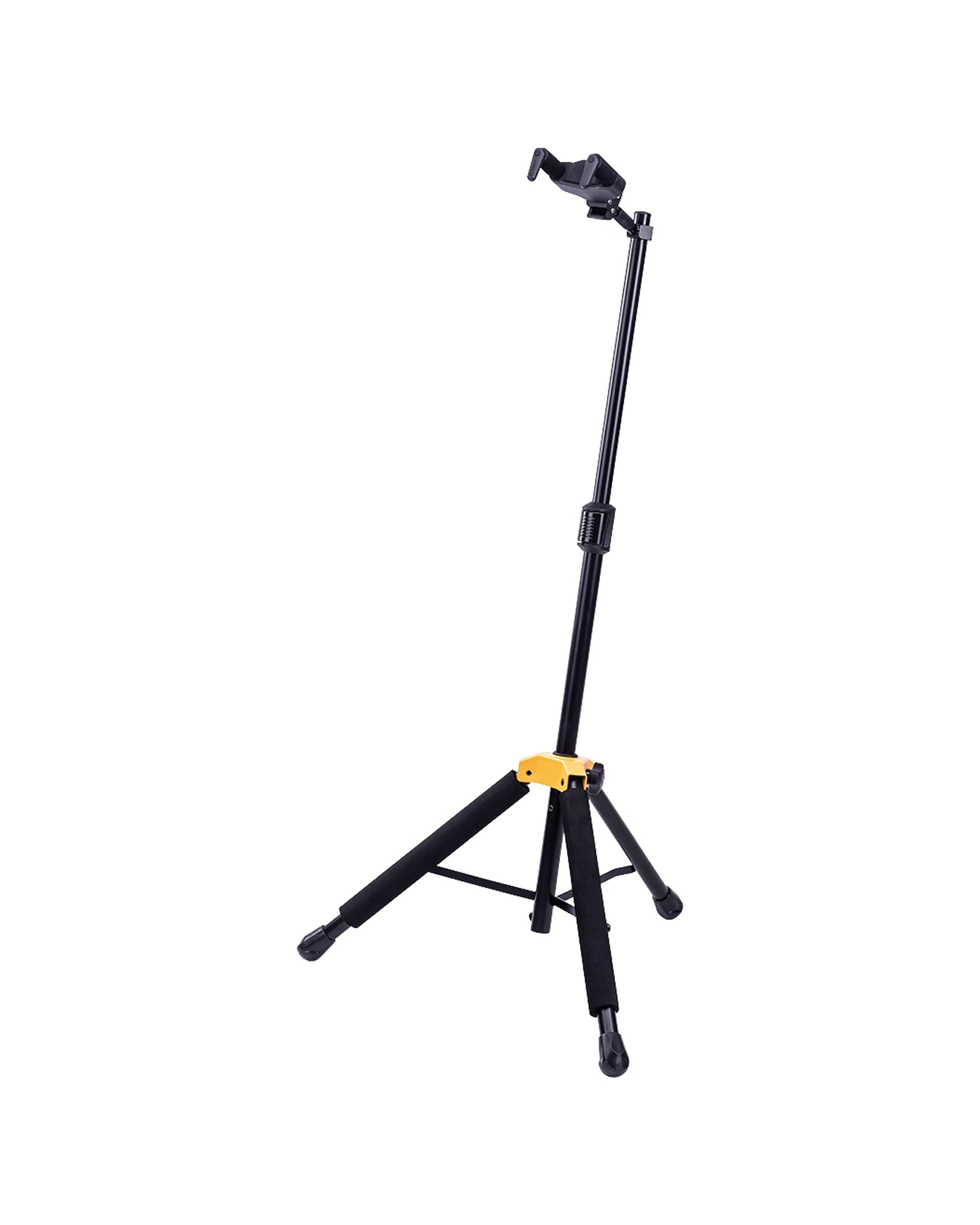 1 Hercules Single Guitar Stand Holder Floor Rack AGS Auto Grip With Foldable Yoke - Black, 1 of 4