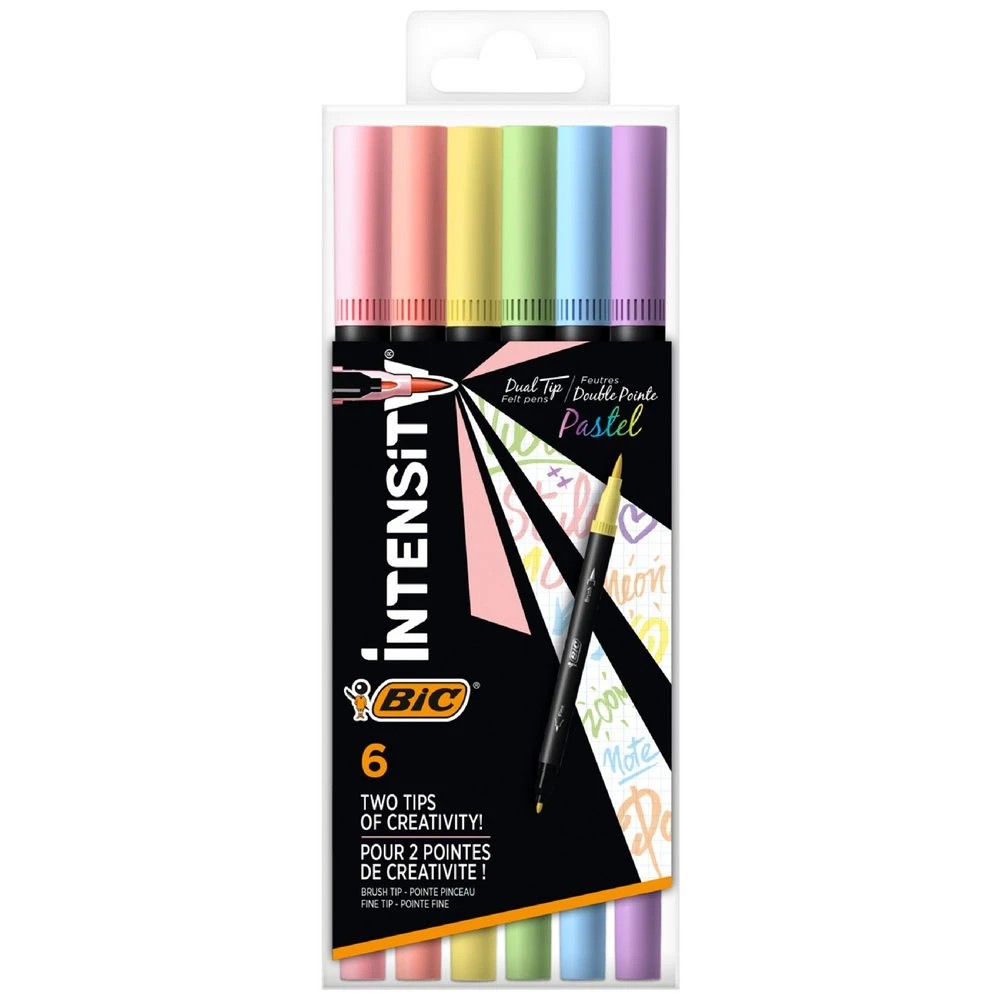 1 Bic Intensity Dual Tip Fineliner Pen Assorted Pastel 6 Pack, 1 of 8