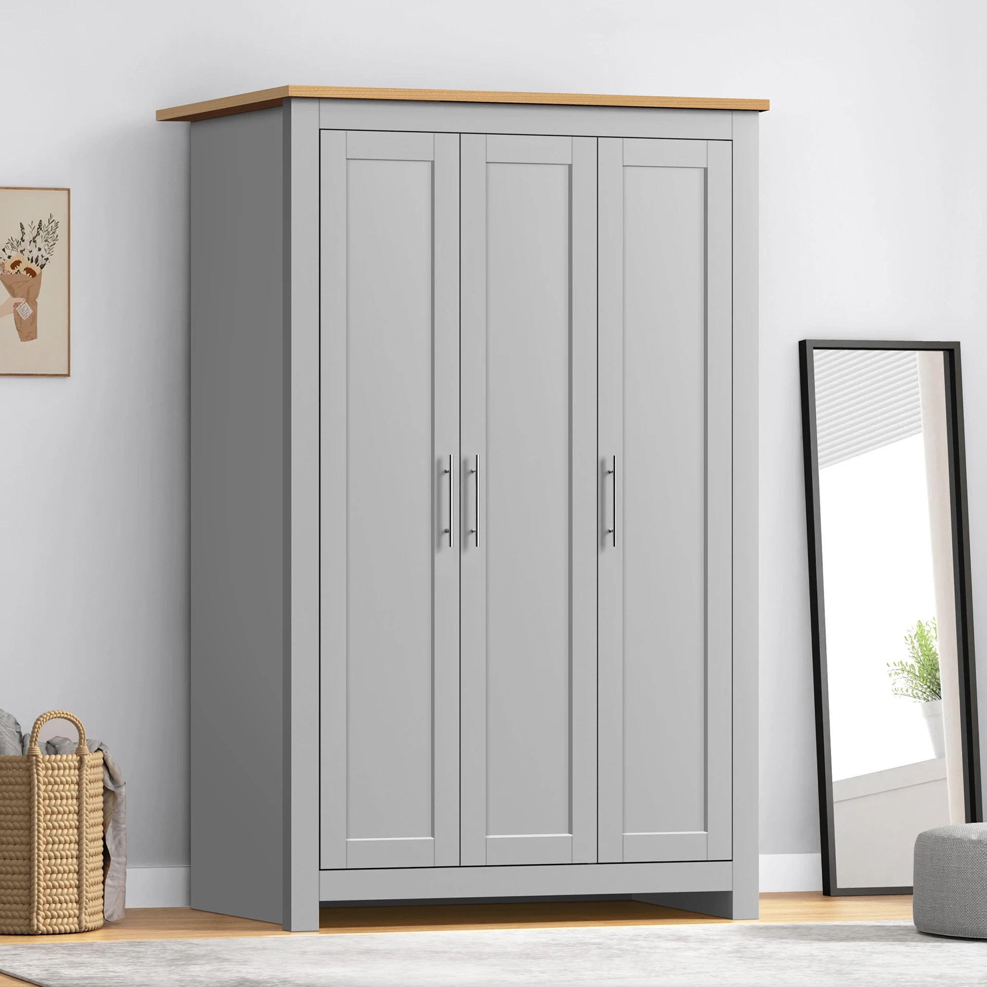 10 Alfordson Wardrobe Clothes Closet Storage Cabinet Organizer Shelf Hanging - Grey, 10 of 10