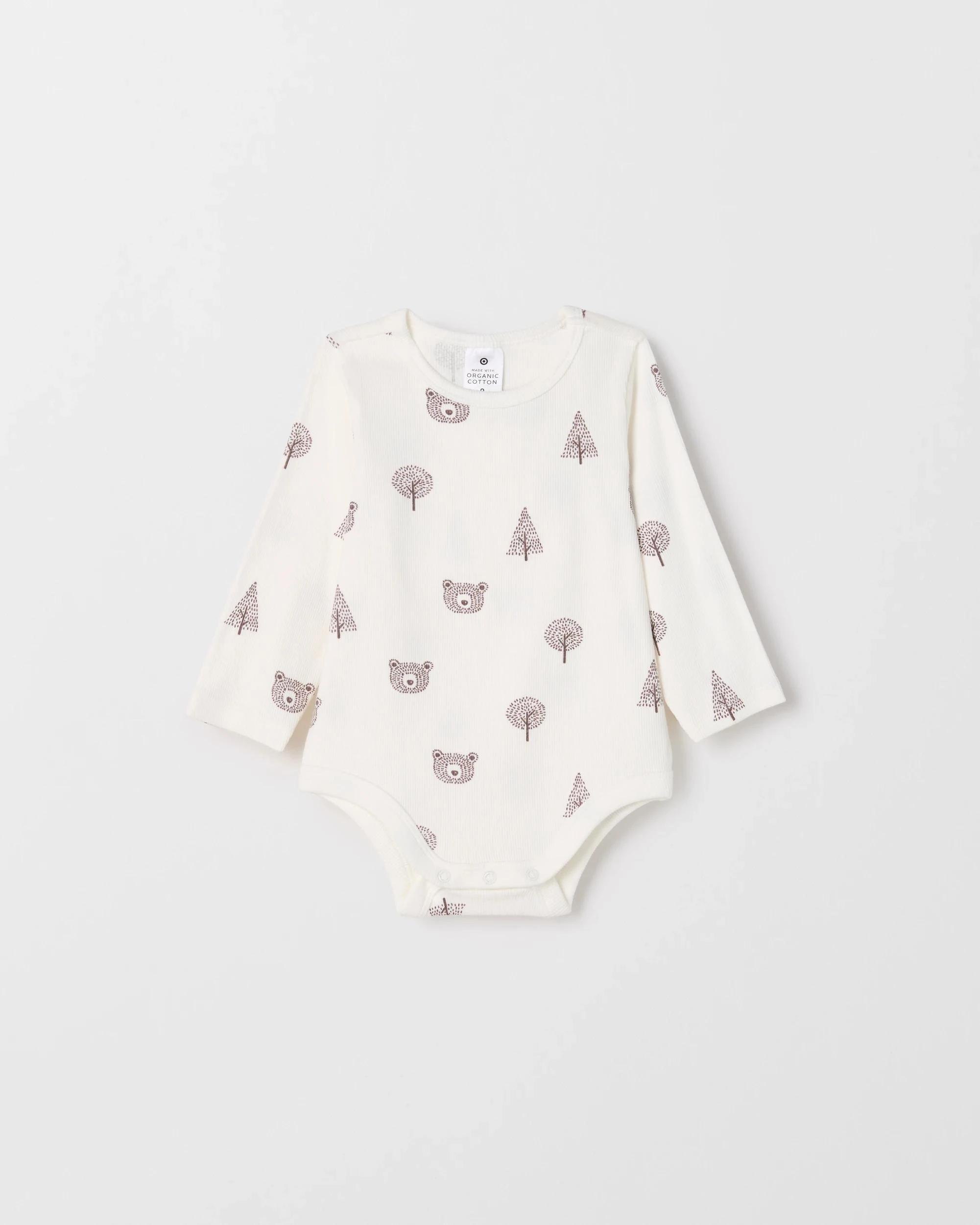 4 Target Baby Baby Organic Cotton 3 Pack Long Sleeve Rib Bodysuit BEARS CLOUD DANCER, 4 of 5