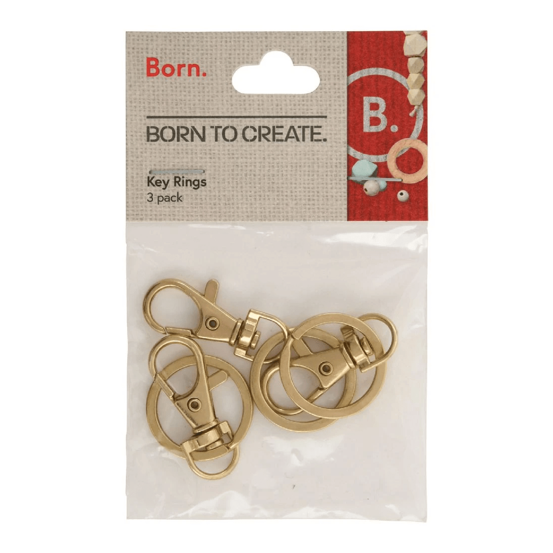 1 Born Key Ring Swivel Clasps Gold 3 Piece, 1 of 2