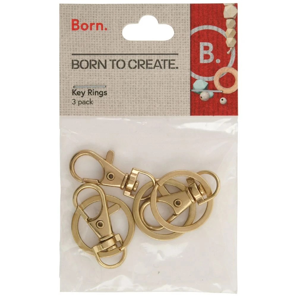 1 Born Key Ring Swivel Clasps Gold 3 Piece, 1 of 2