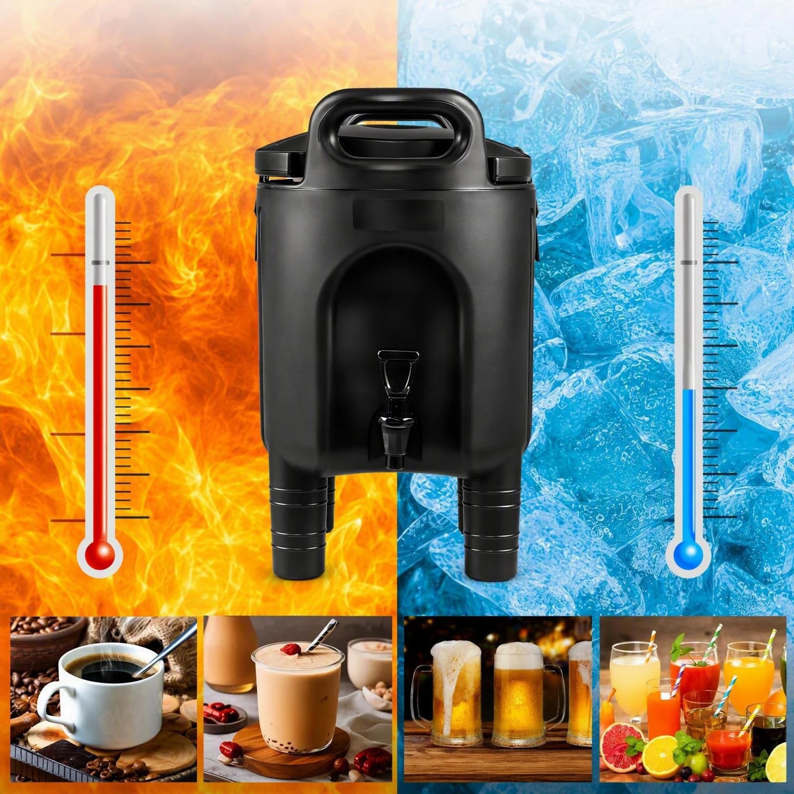 4 Costway 10L Insulated Beverage Dispenser Commercial Iced Thermal Drink Serve Container, 4 of 7