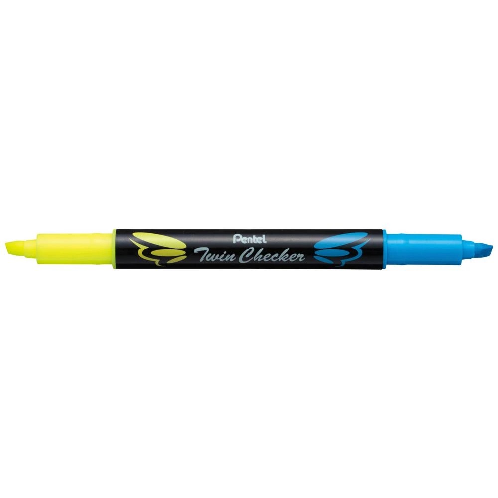 1 Pentel Twin Checker Highlighter Yellow/Sky Blue, 1 of 1