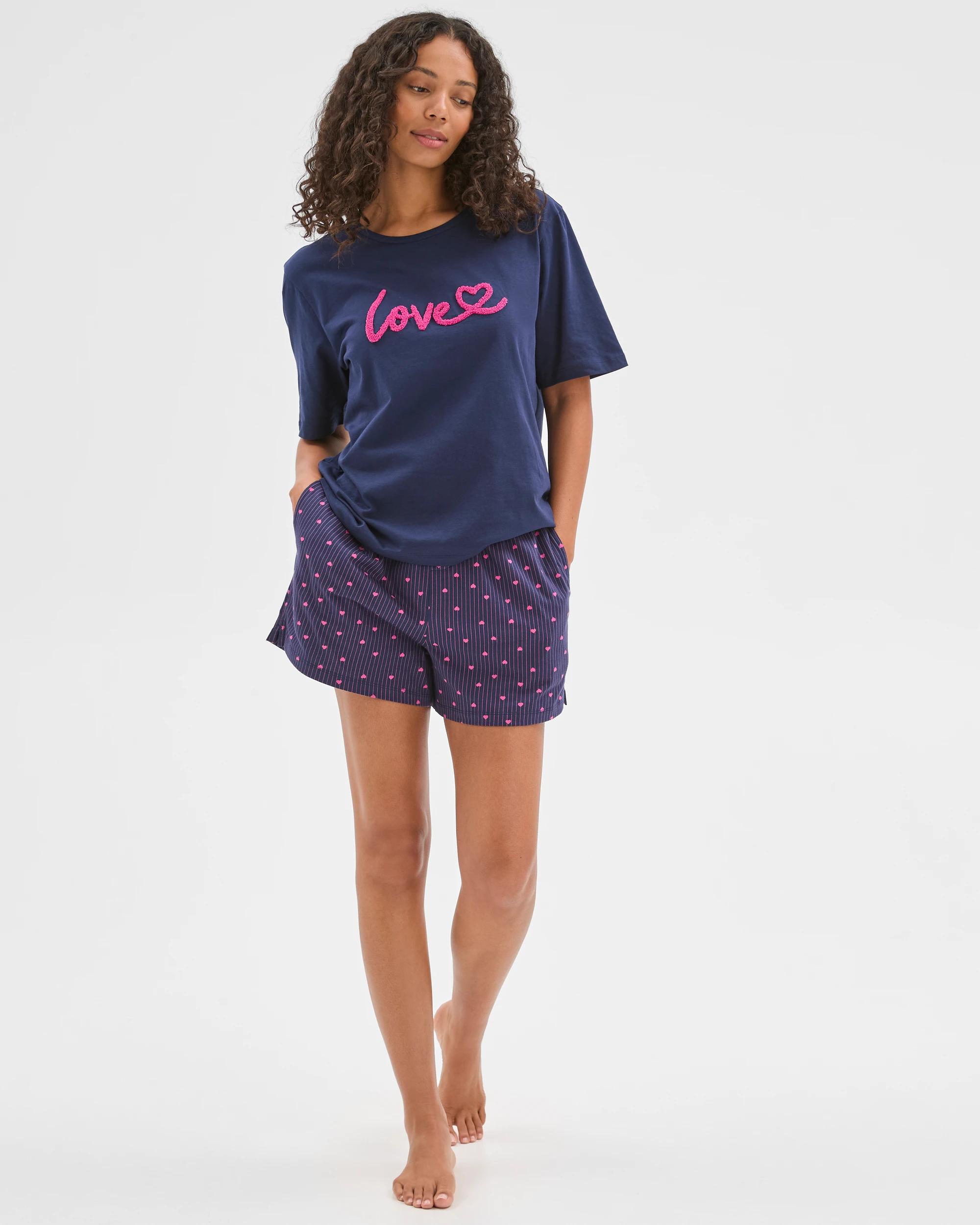 2 Target Woman Australian Cotton Sleep Shorts NAVY HEART, 2 of 6