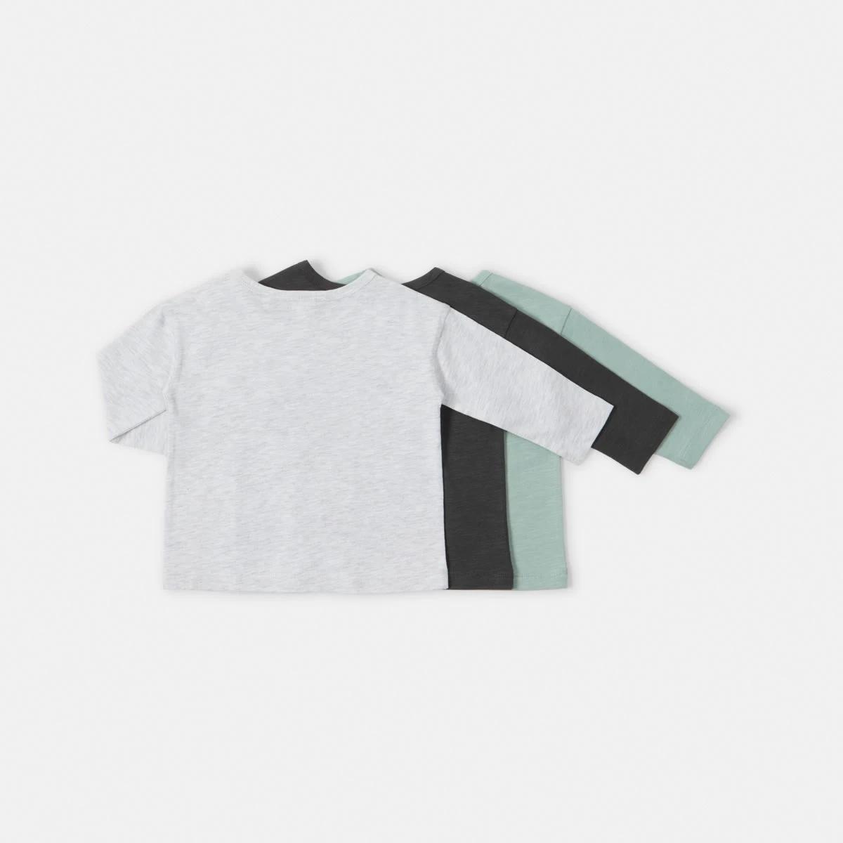 2 3 Pack Long Sleeve Pocket T-shirts Grn Pk, 2 of 8
