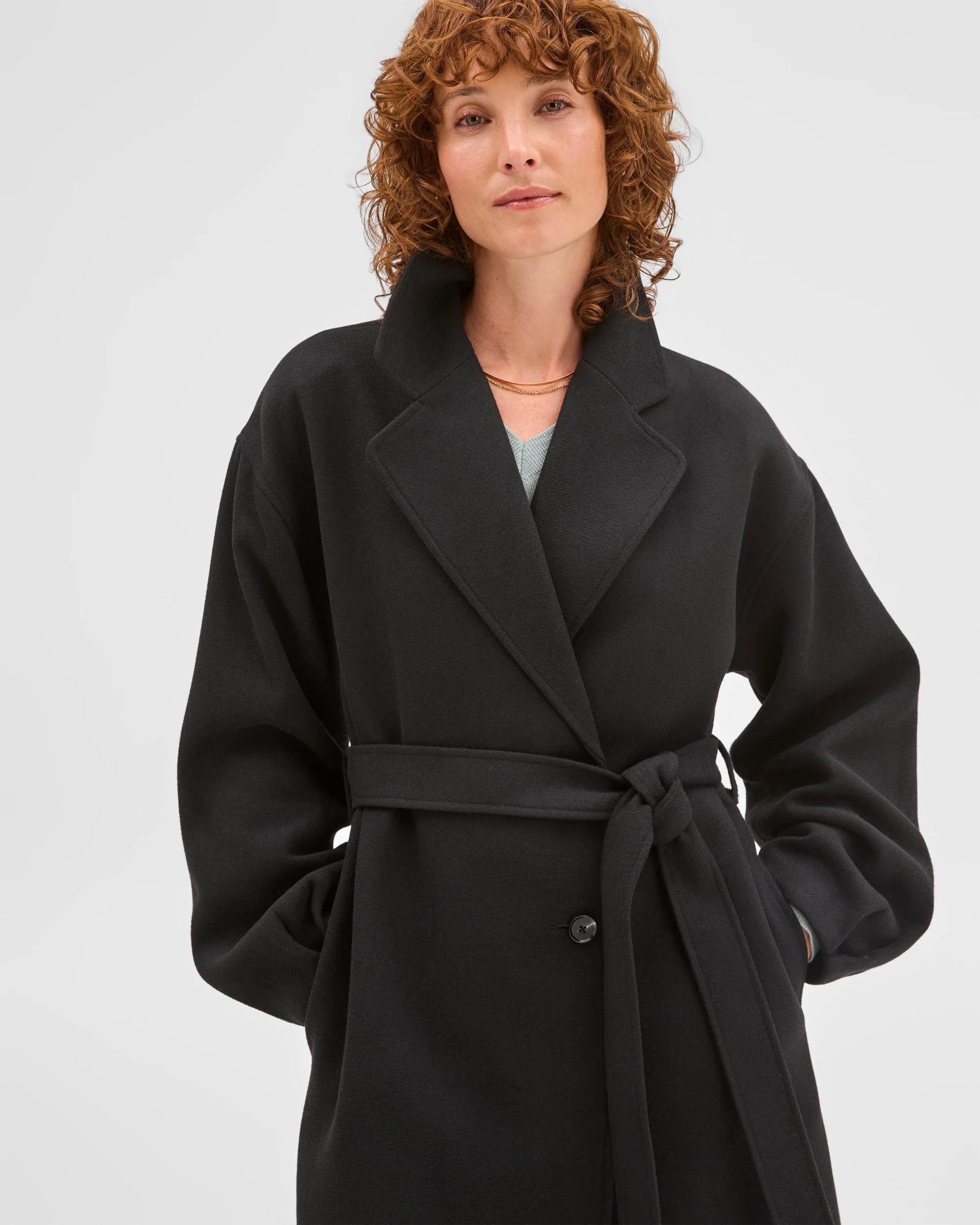 6 Preview Wrap Belted Coat BLACK, 6 of 7