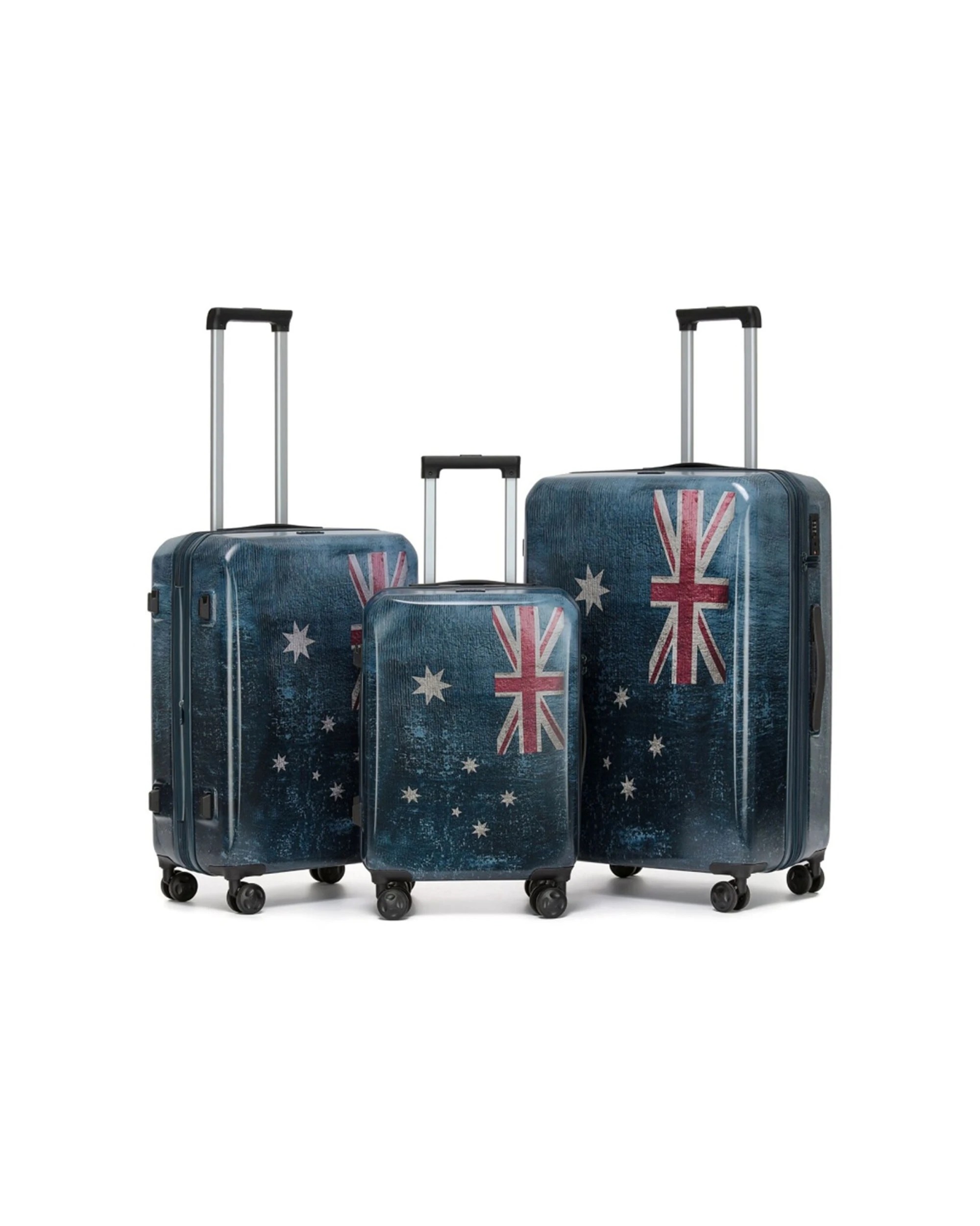 2 Tosca 3pc Australiana Suitcase Set Hard Shell Travel Luggage Australian Flag - Multi, 2 of 2