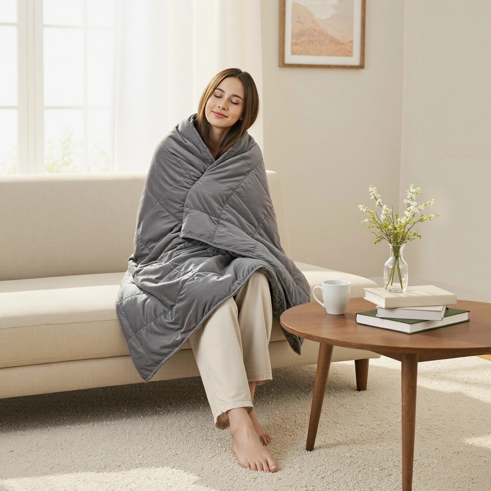 5 Giselle Bedding Weighted Blanket Fleece Sherpa Heavy Blanket 4.5KG - Grey, 5 of 10
