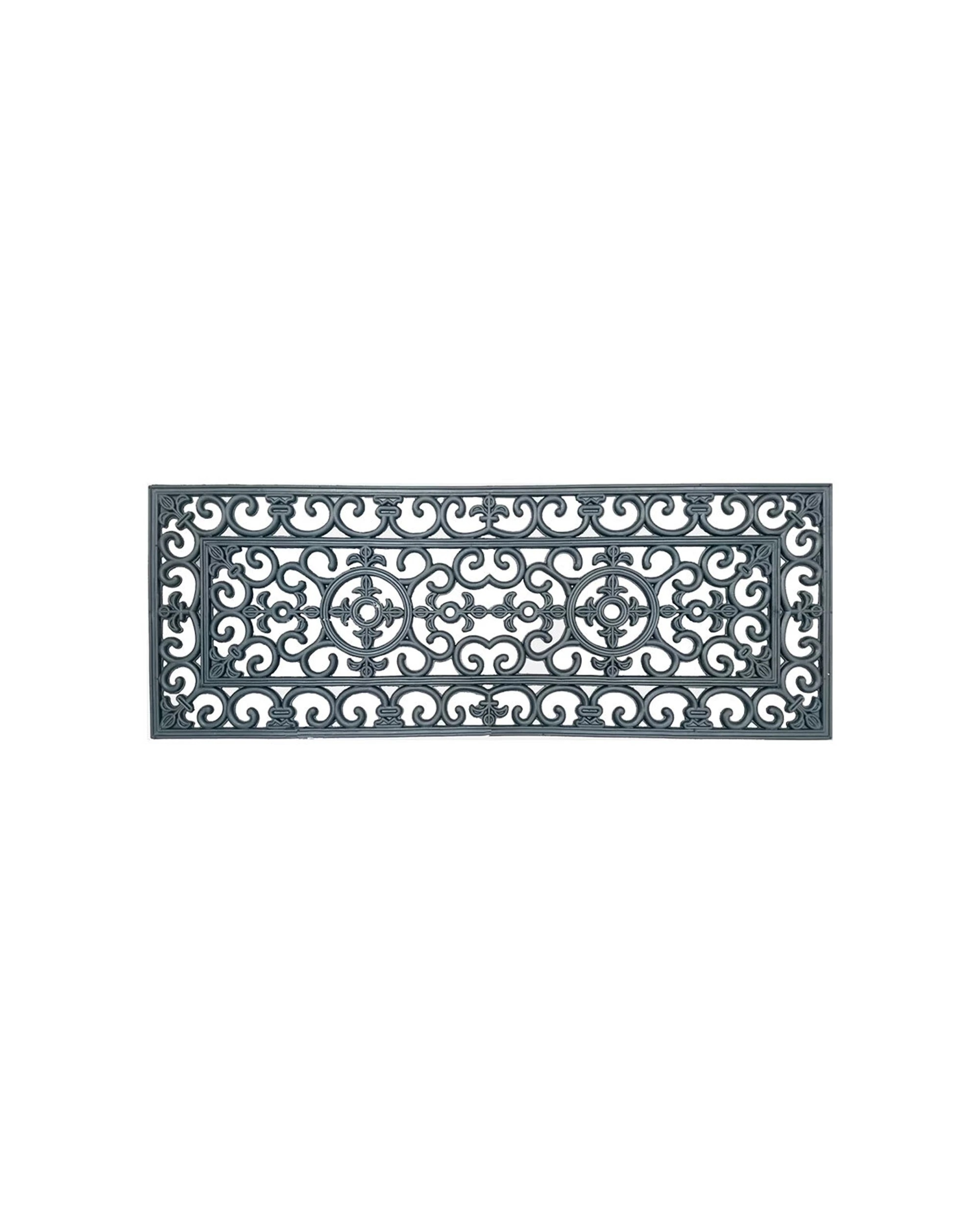 1 Solemate Rubber Filigree Wide Outdoor Doormat 45x120cm - Charcoal, 1 of 3