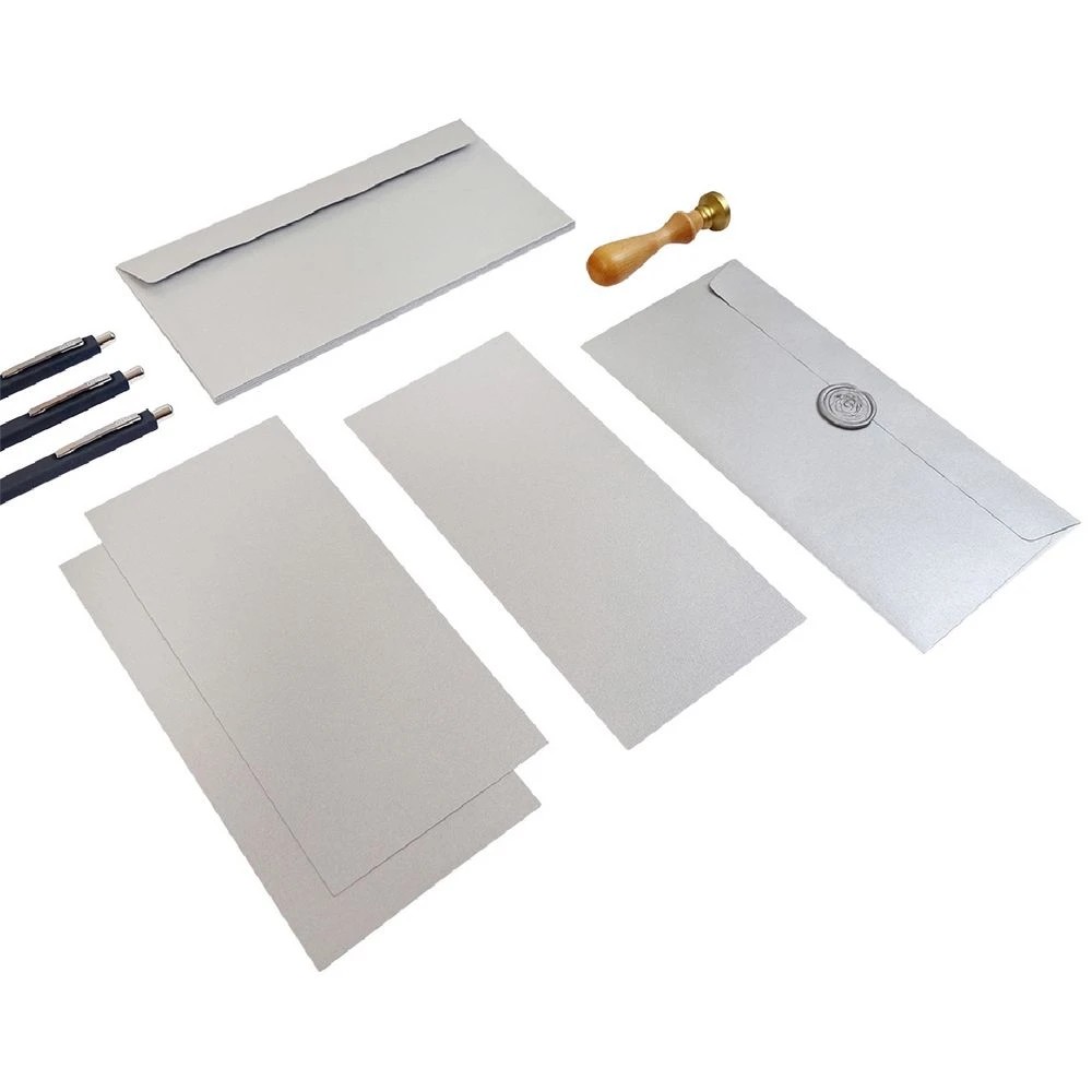 4 Quill DL Envelopes Metallique Silver Shadow 10 Pack, 4 of 4