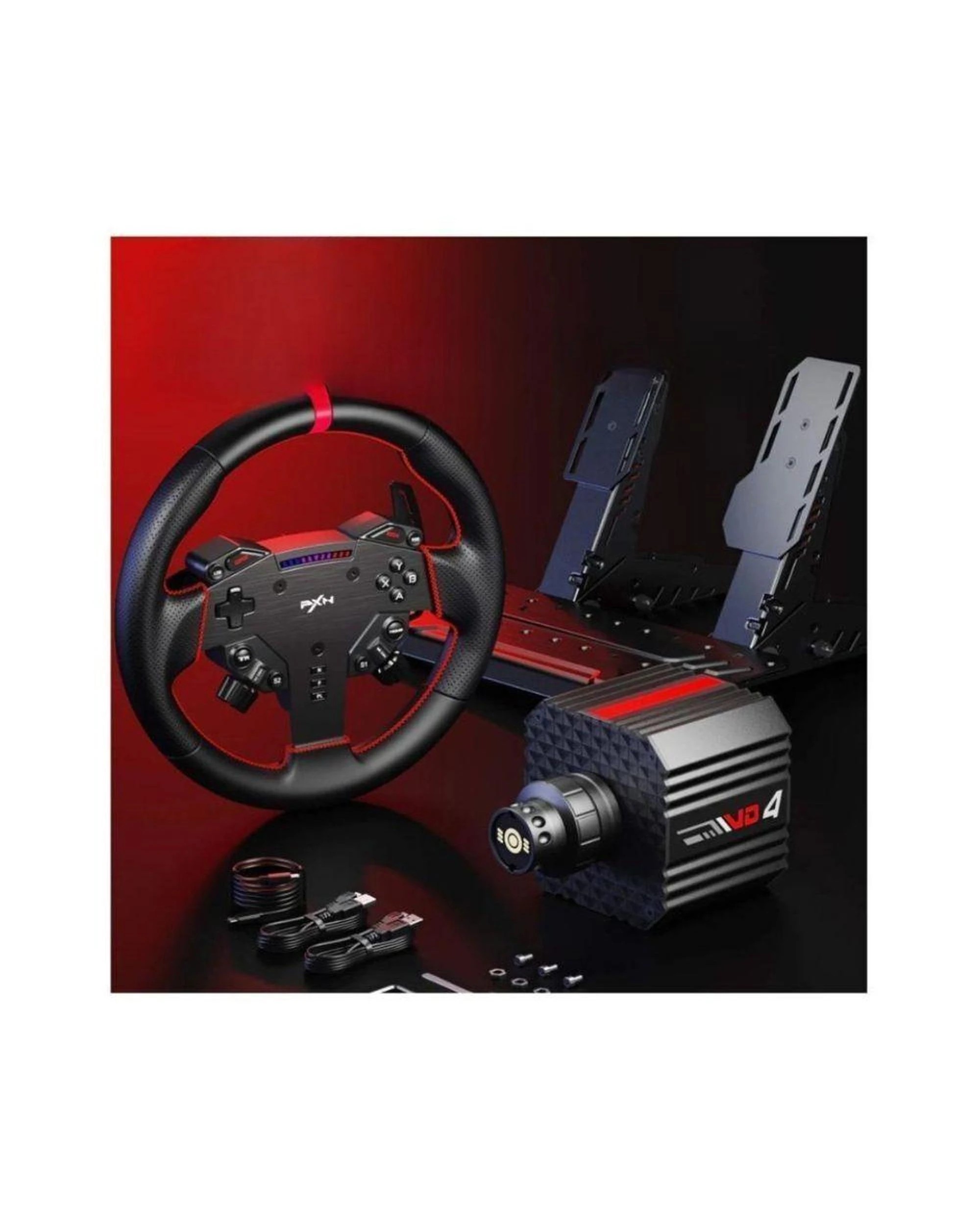 3 PXN VD4 Bundle F Direct Drive Racing Wheel with 4Nm Torque Pedals and LED RPM for PC Sim Racing, 3 of 3