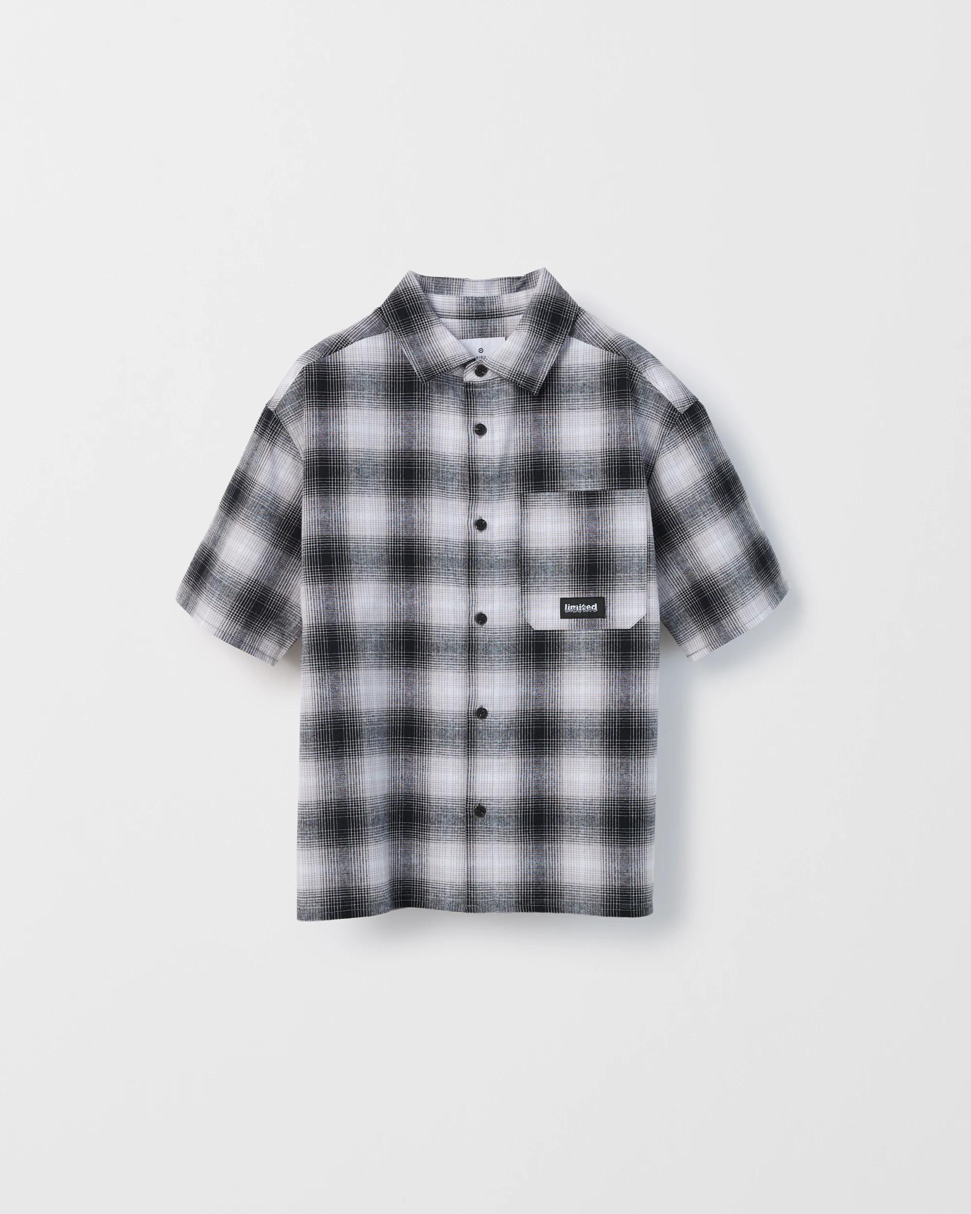1 Target Kids Australian Cotton Short Sleeve Check Shirt BLACK, 1 of 2