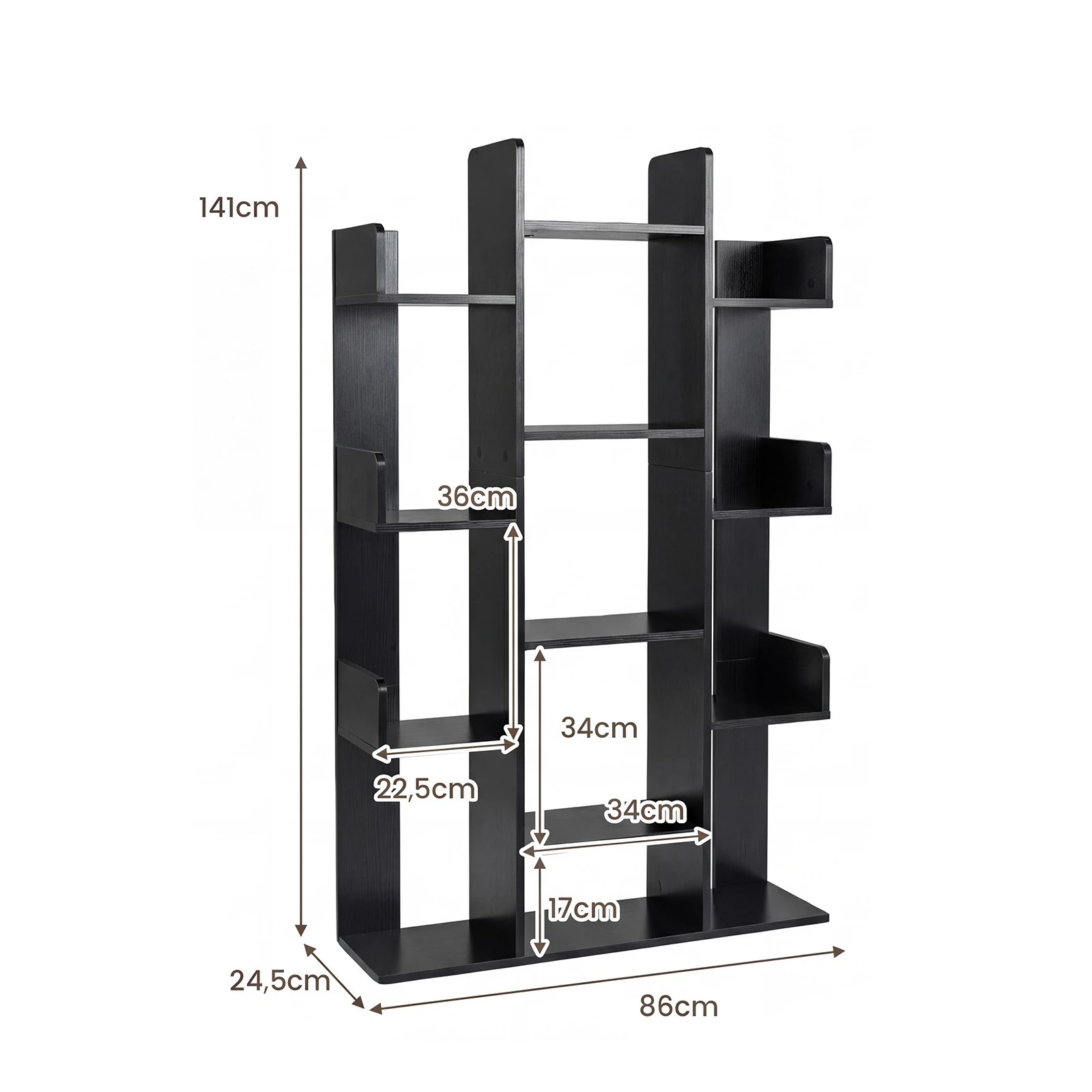 2 Costway Tree Bookshelf 140cm Bookcase w/13 Shelves Corner Book Storage Organizer Display Cube Shelf, 2 of 5