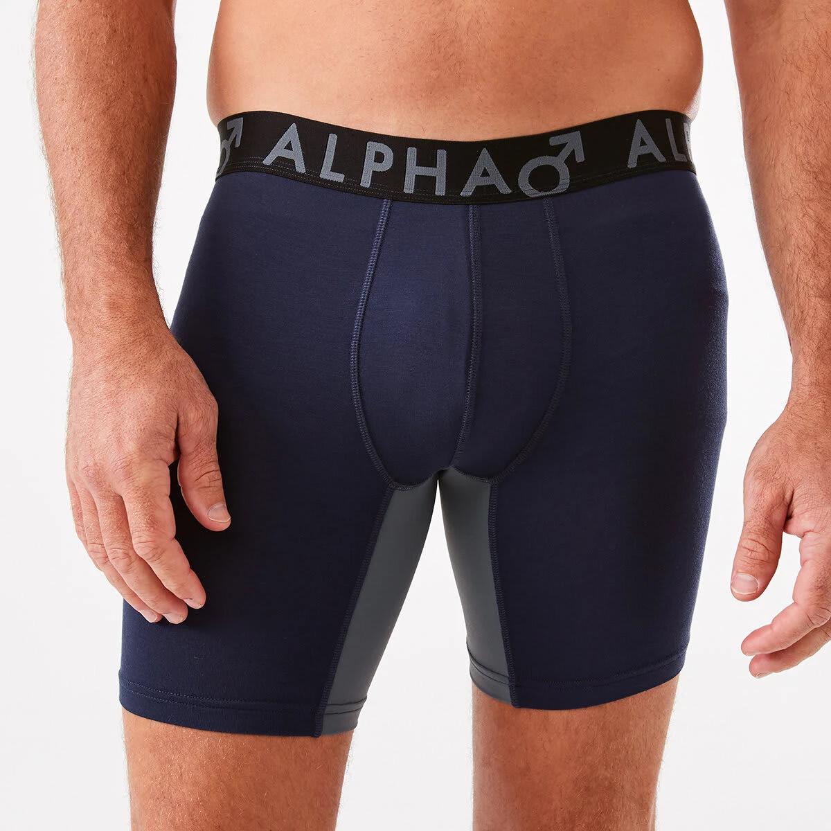 1 Bamboo Mid Length Trunks with Glide Panels DEPTHS BLUE, 1 of 5