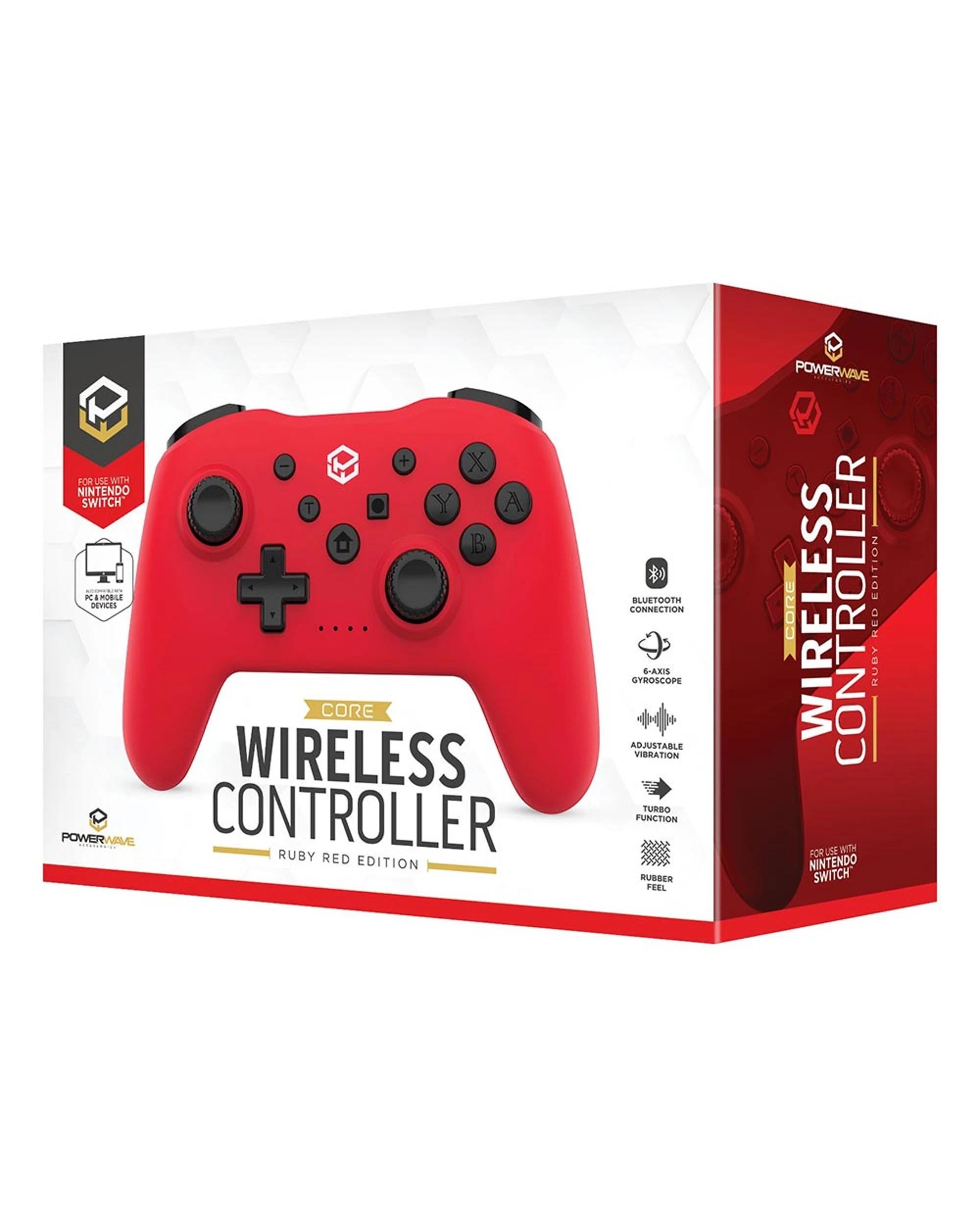 1 Powerwave Core Wireless Controller for Nintendo Switch - Ruby Red - Red, 1 of 4