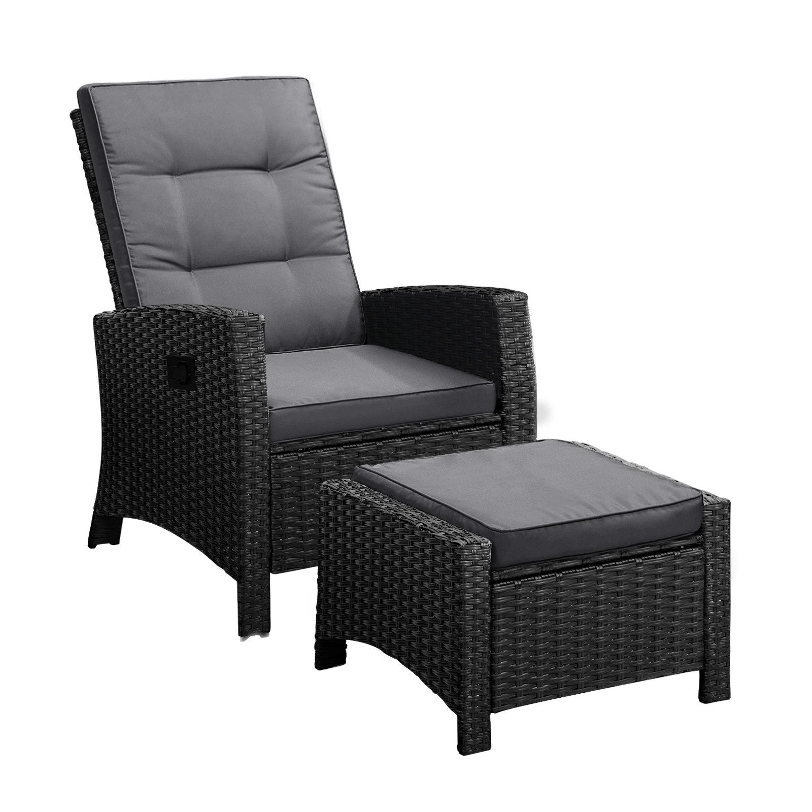 1 Livsip Outdoor Recliner Chairs Sun Lounge Wicker Sofa Patio Furniture Garden
 - Black, 1 of 9