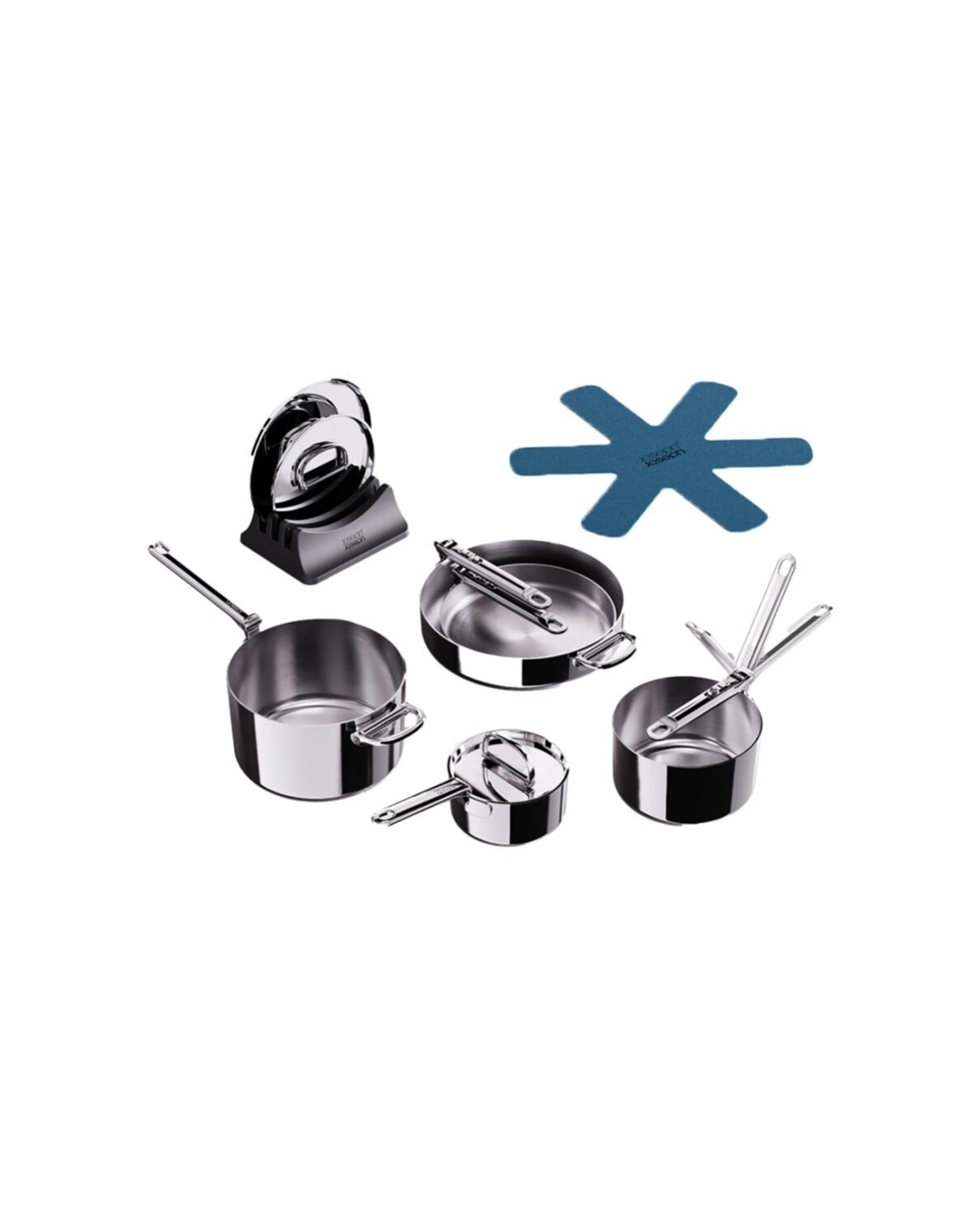 1 Joseph Joseph 5pc Space Saving Induction Cookware Set With Foldable Handle - Silver, 1 of 7