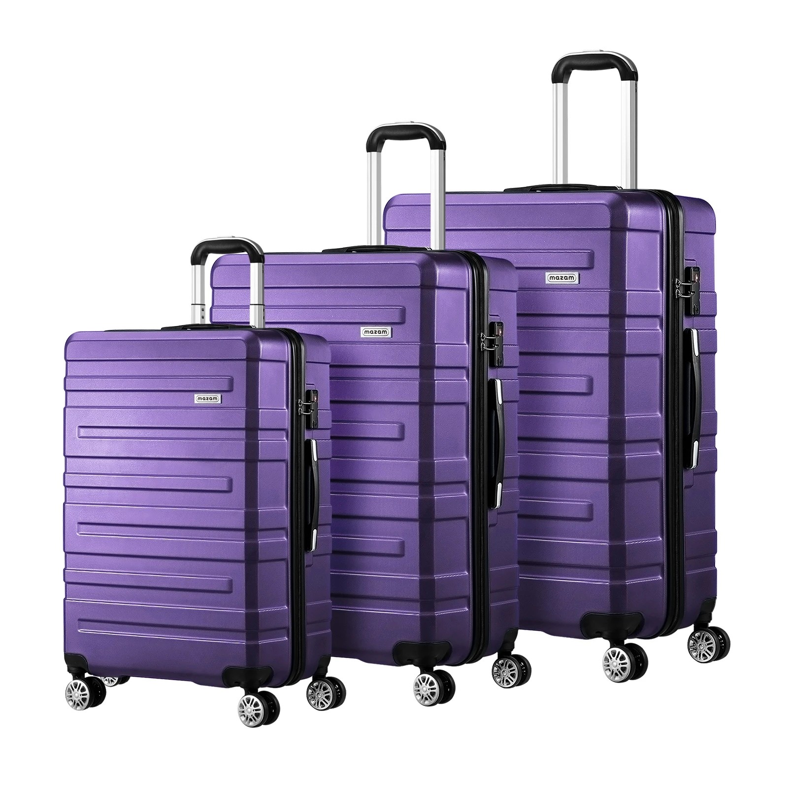 1 Mazam 3PCS Luggage Suitcase Trolley Set Travel TSA Lock ABS Hard Case - Purple, 1 of 9