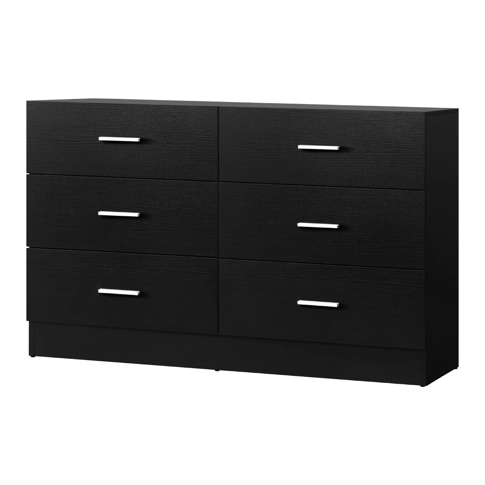 1 Oikiture 6 Chest of Drawers Dresser Table Lowboy Storage Cabinet - Black, 1 of 8