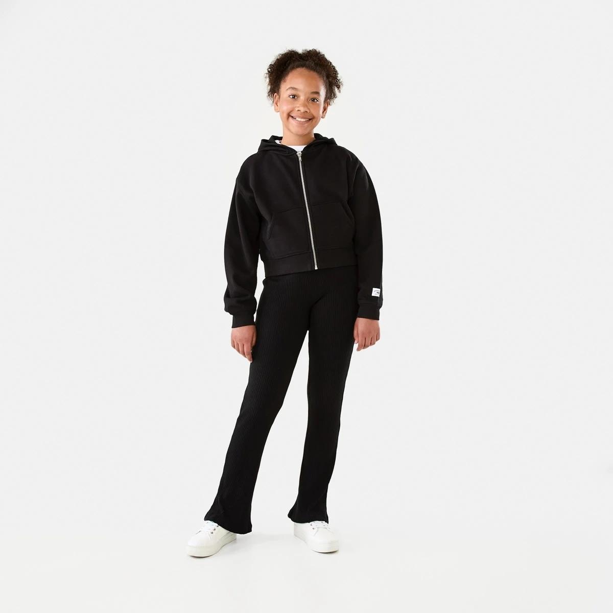 7 Cropped Zip Through Hoodie Black, 7 of 10