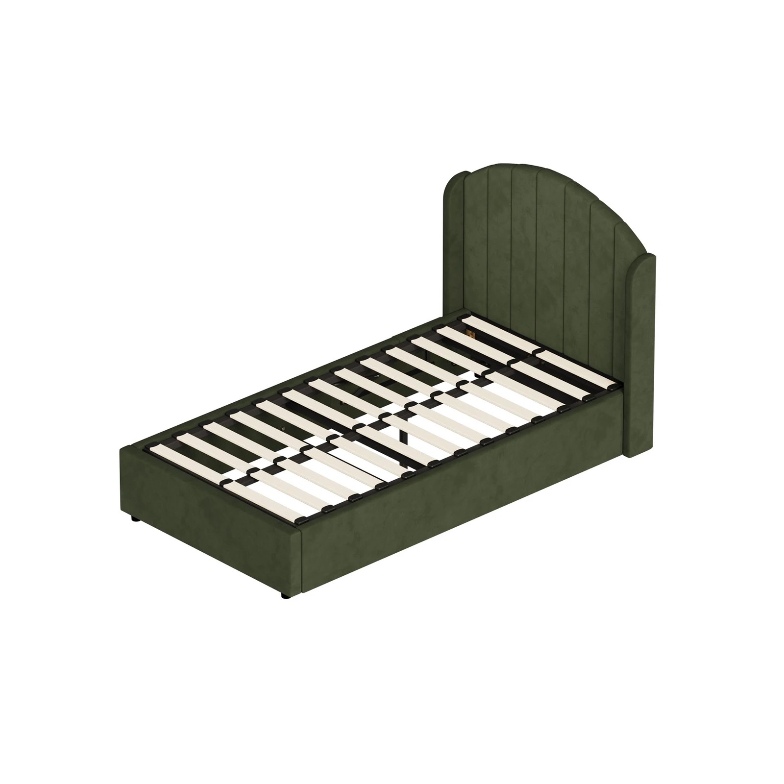 7 Oikiture Bed Frame King Single Size With Gas Lift Storage USB Charging Velvet - Green, 7 of 8