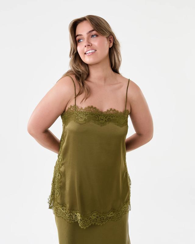 Sleeveless Boxy Satin Lace 