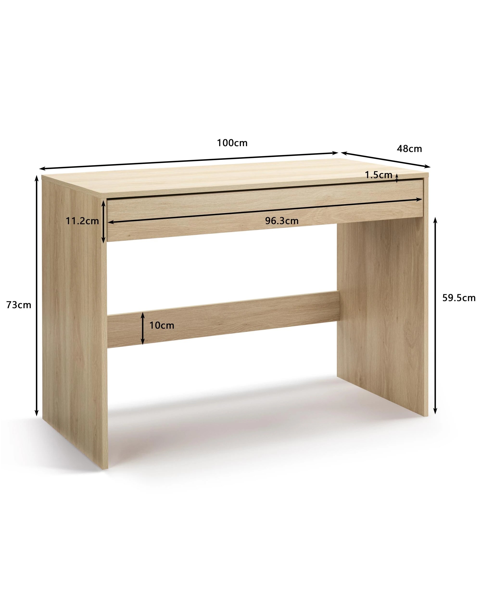 7 Kodu Belle Computer Desk Student Study Office Desk with Drawer - Natural, 7 of 8