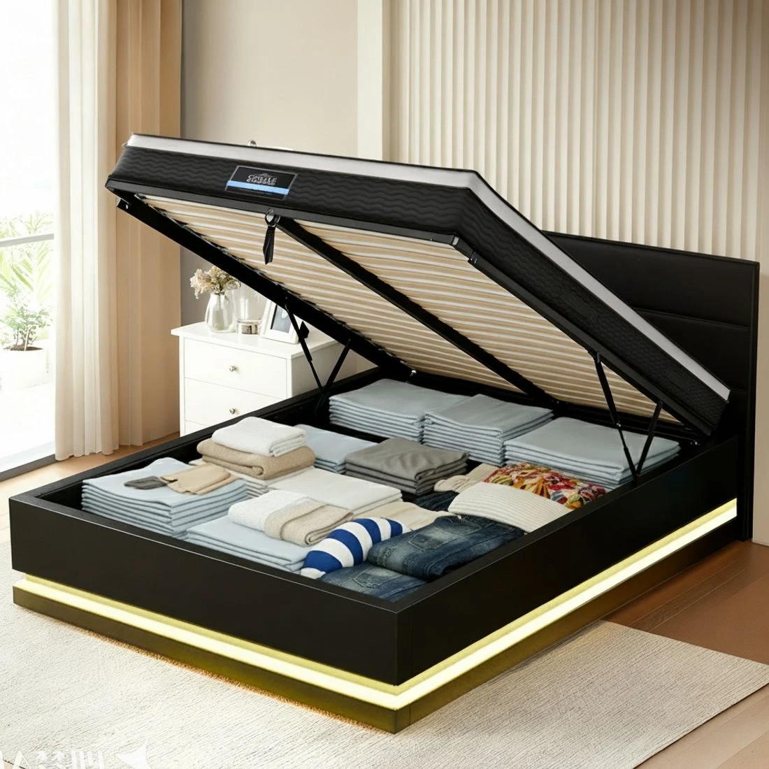 6 Artiss RGB LED Queen Bed Frame with 32cm Giselle Mattress Set - Multi, 6 of 10