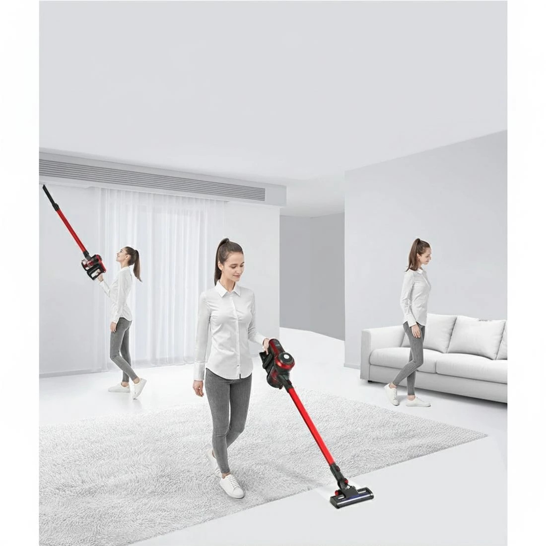 6 Devanti Stick Vacuum Cleaner Brushless Cordless 250W - Red, 6 of 6