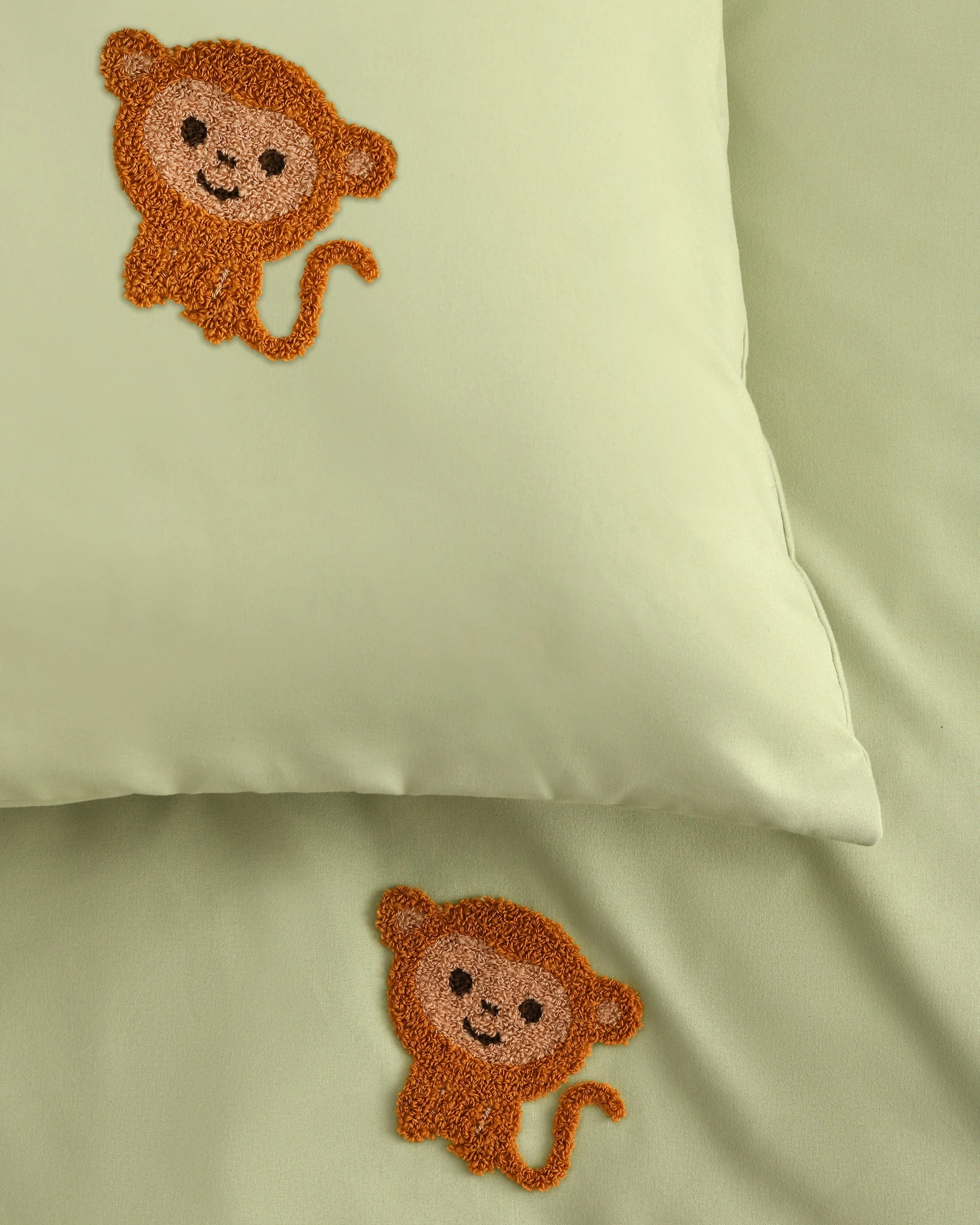5 Jack & Ava Bongo the Monkey Embroidered Kids Quilt Cover Set - Single Bed - Green, 5 of 7