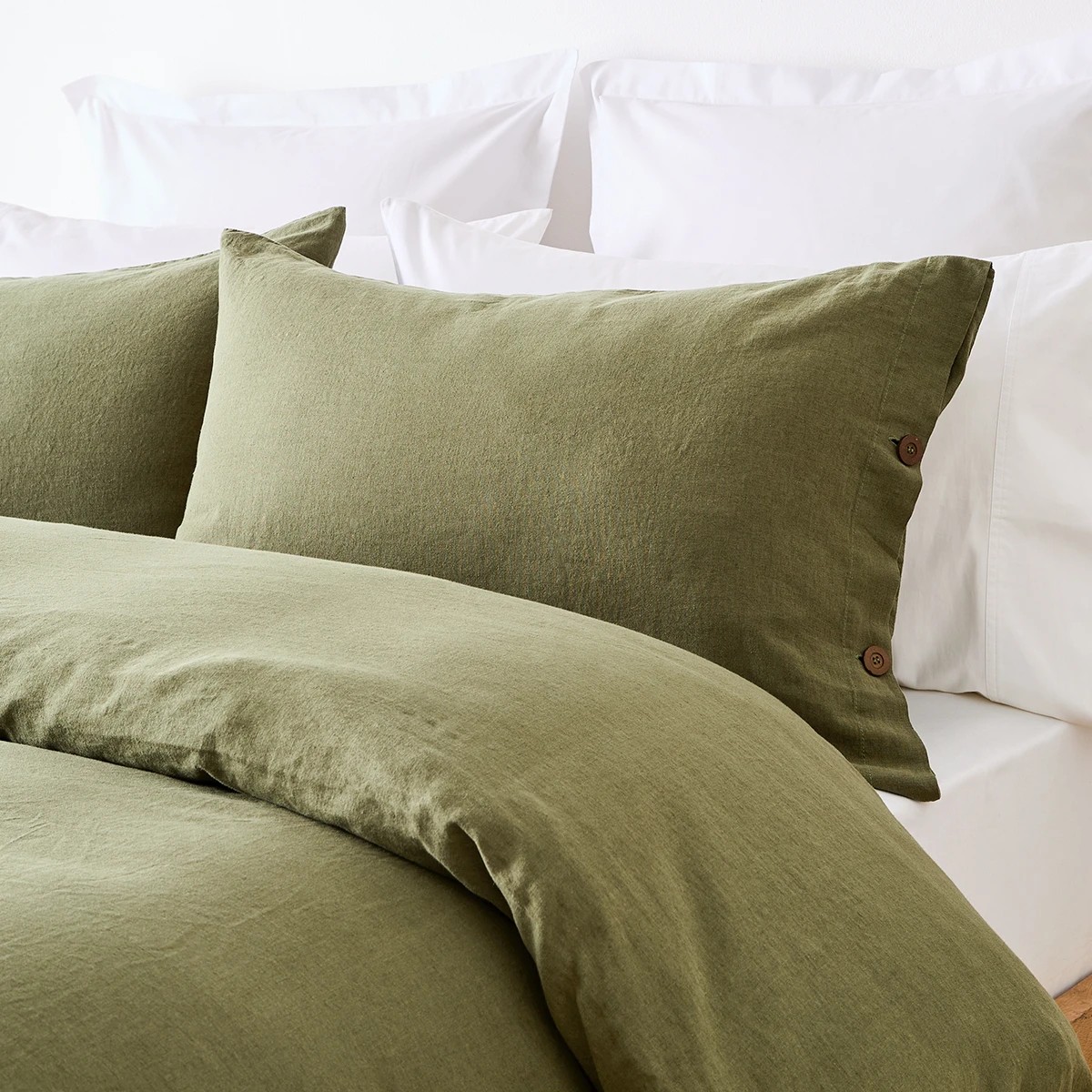 2 Kayden Linen Cotton Quilt Cover Set - Queen Bed, Forest, 2 of 7