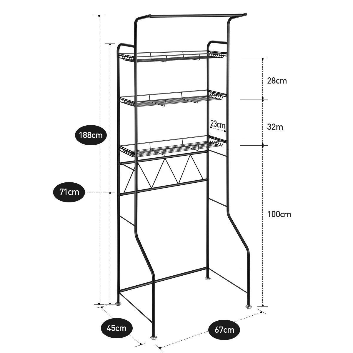 3 Ausway 3-Tier Steel Freestanding Bathroom Rack, 3 of 7