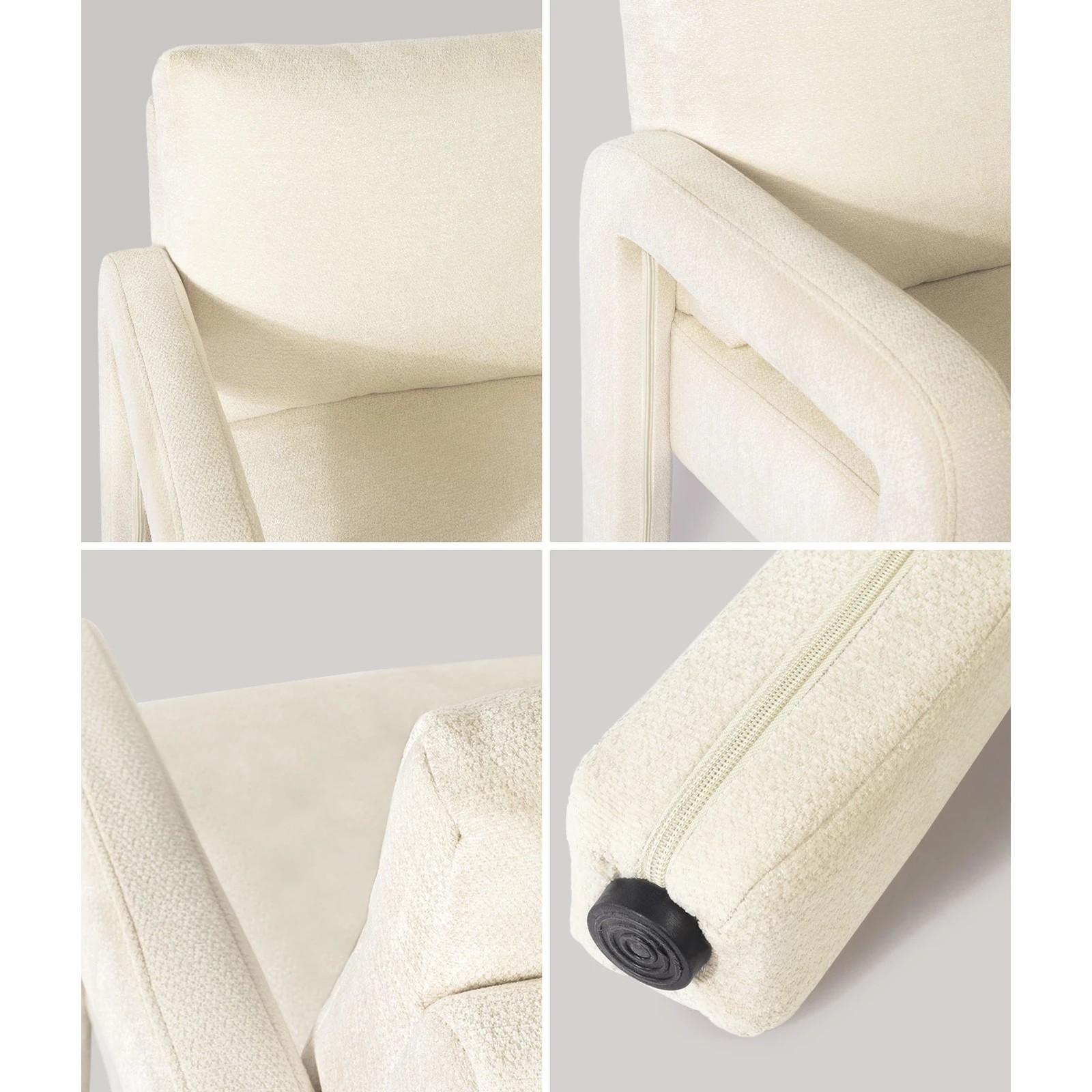 5 Oikiture Armchair Velvet Accent Chairs 1 Seater Lounge Sofa Chair - Beige, 5 of 10