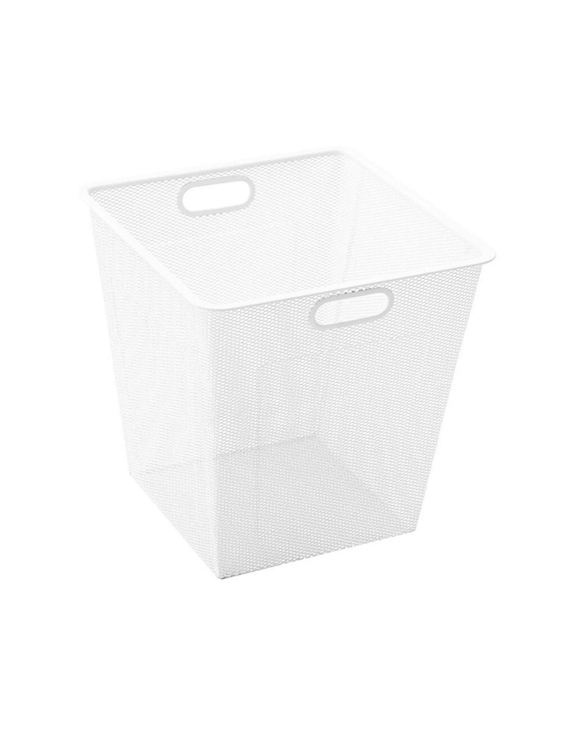2 BOXSWEDEN Mesh Storage Basket 33cm x 33cm 2PK Wire Handle Organiser Durable - White, 2 of 4