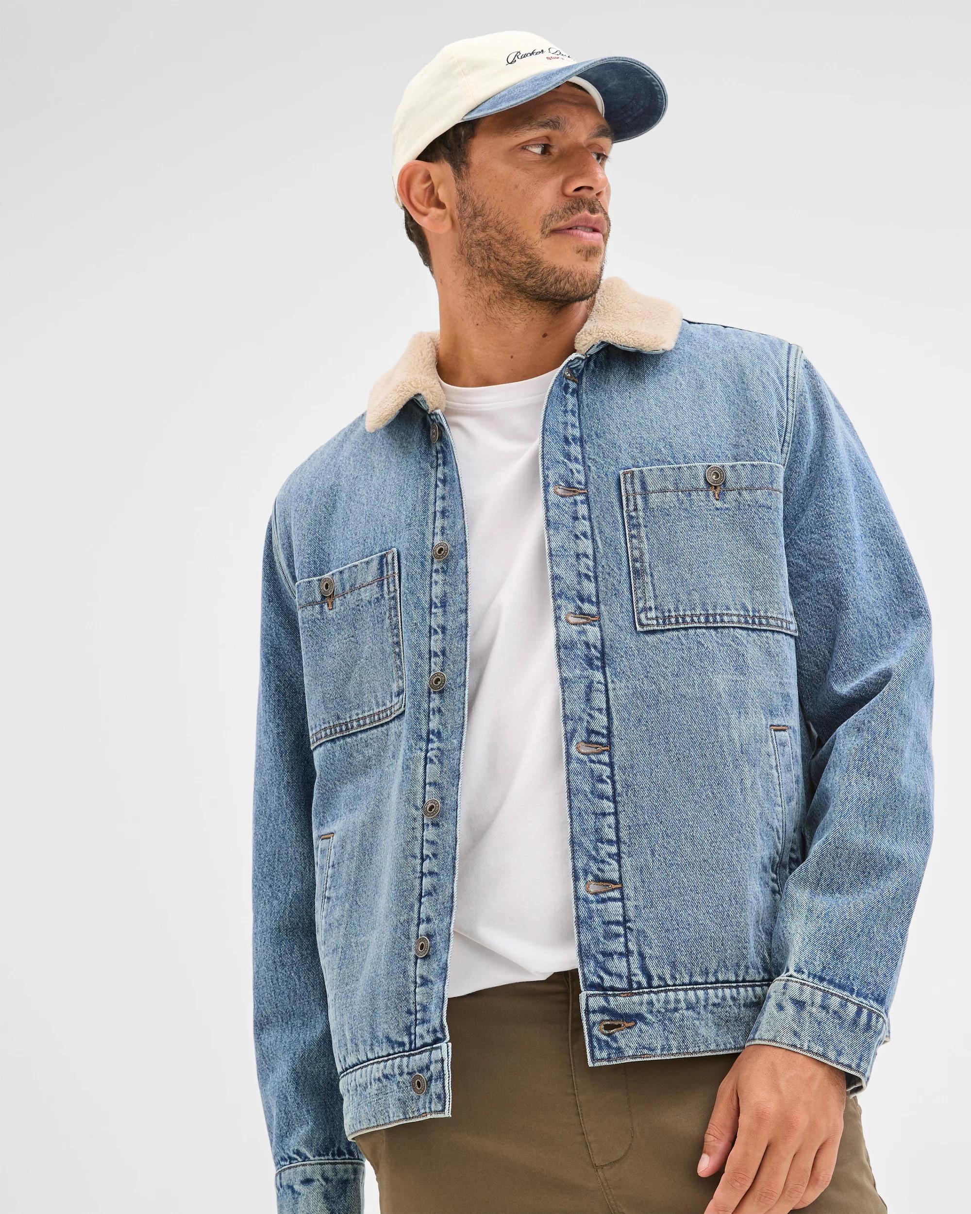 1 Target Denim Denim Sherpa Jacket MID INDIGO, 1 of 7