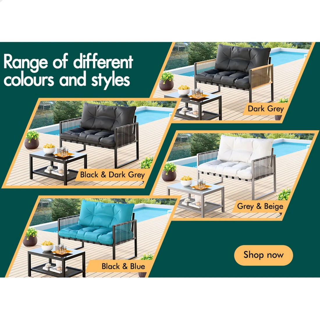 9 Alfordson 2PCS Outdoor Lounge Sofa Set Wicker Furniture Table and Chairs Garden - Grey, 9 of 9
