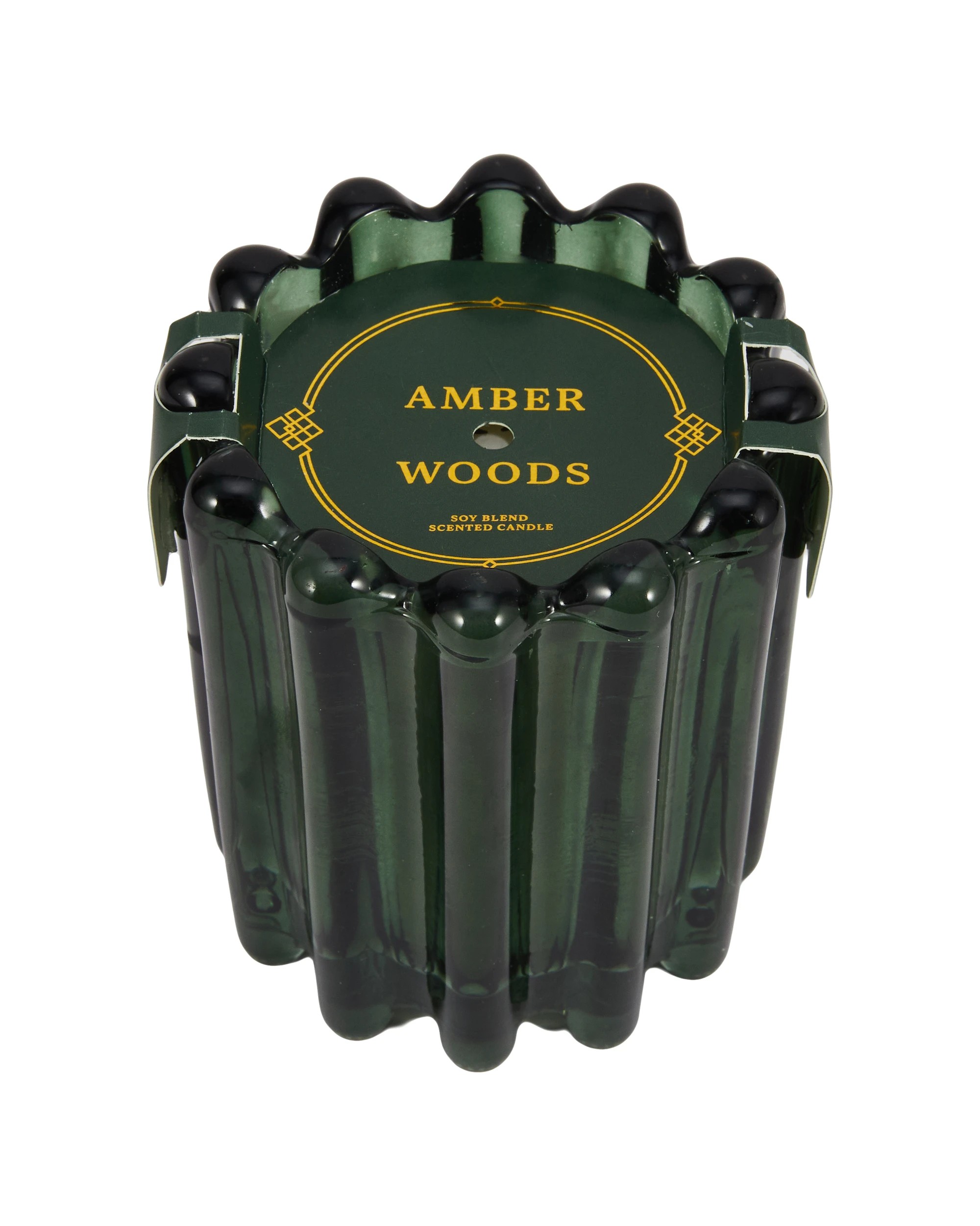 4 Amber Woods Ribbed Glass Candle, 4 of 5